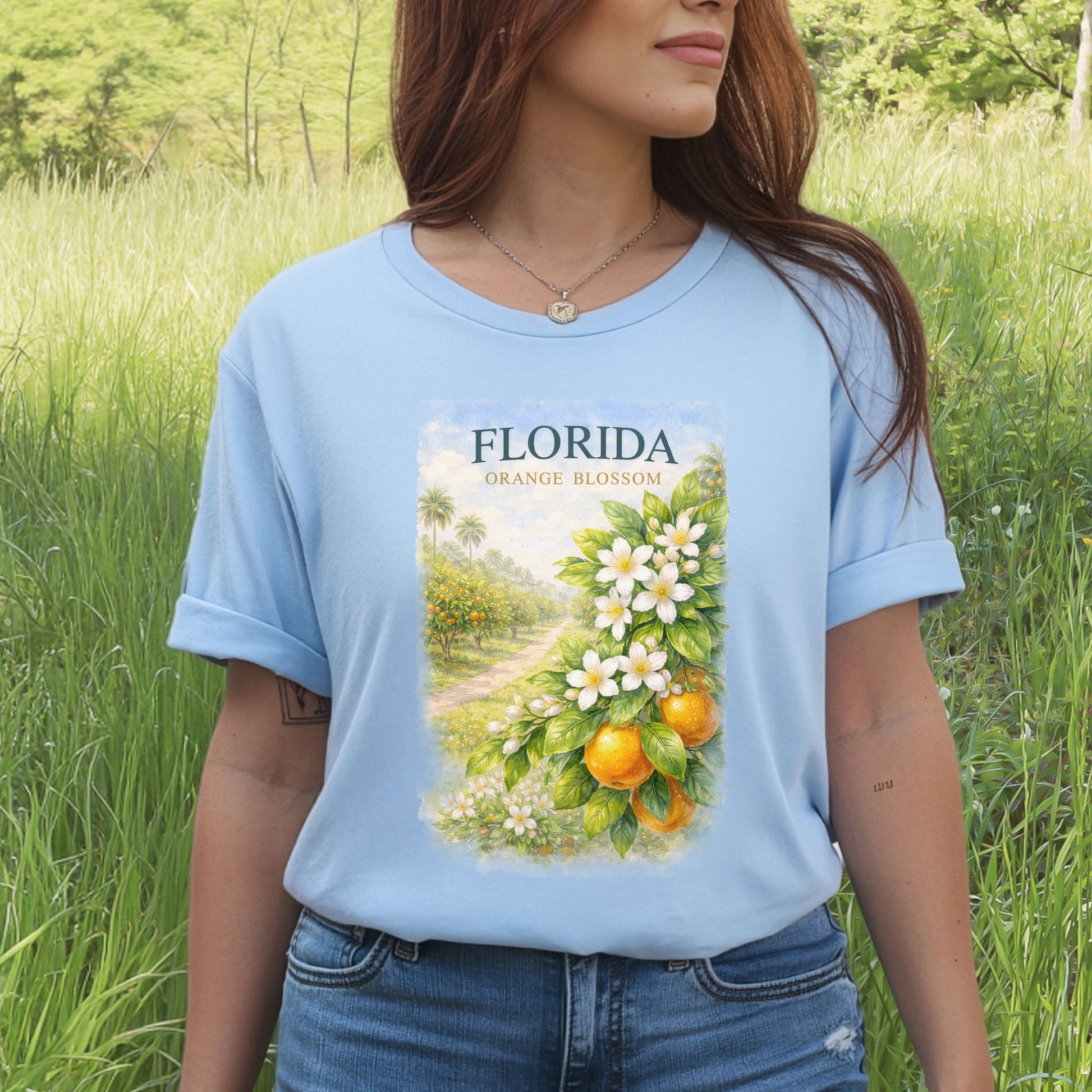Florida Orange Blossom Botanical Sunshine State Vintage T-Shirt