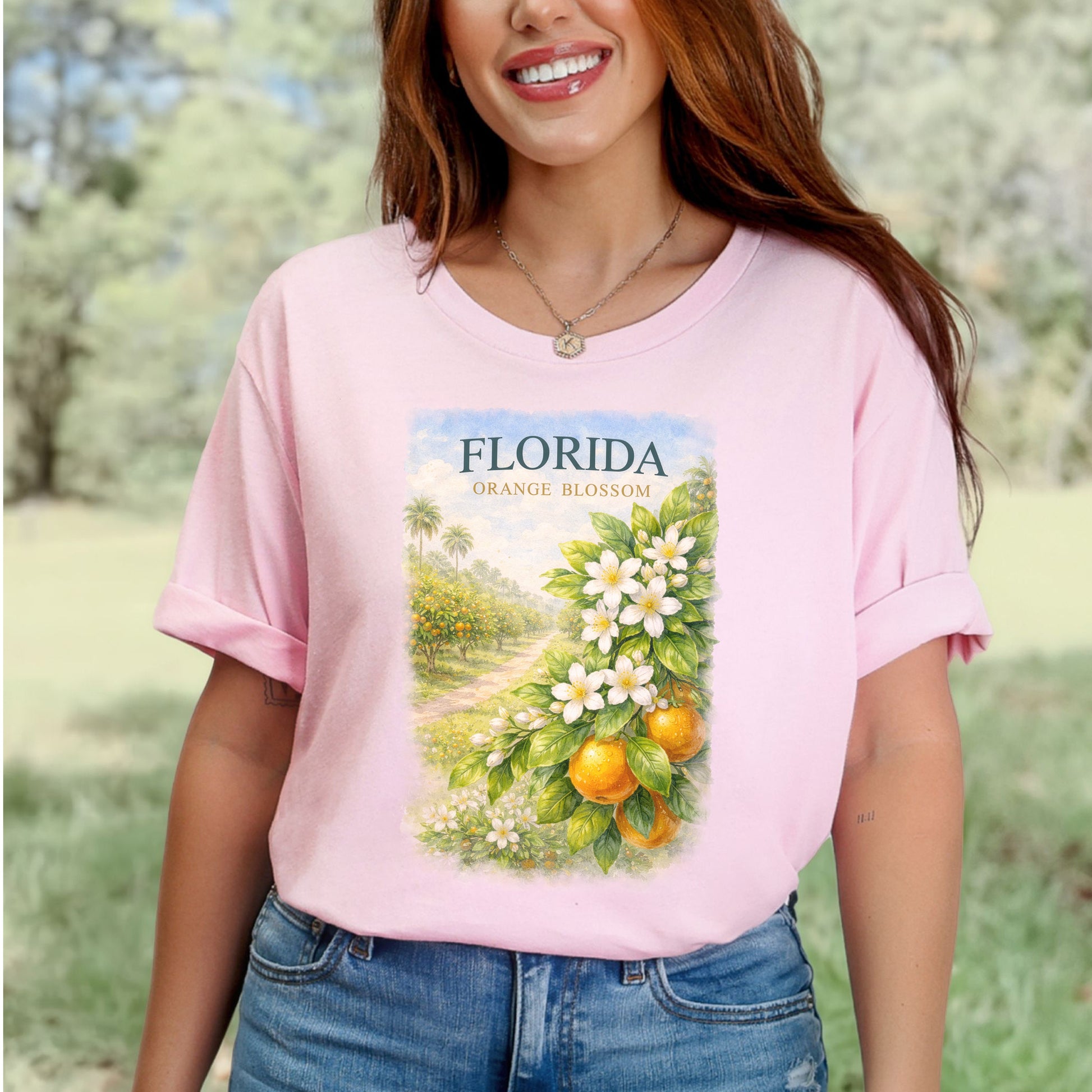 Florida Orange Blossom Botanical Sunshine State Vintage T-Shirt