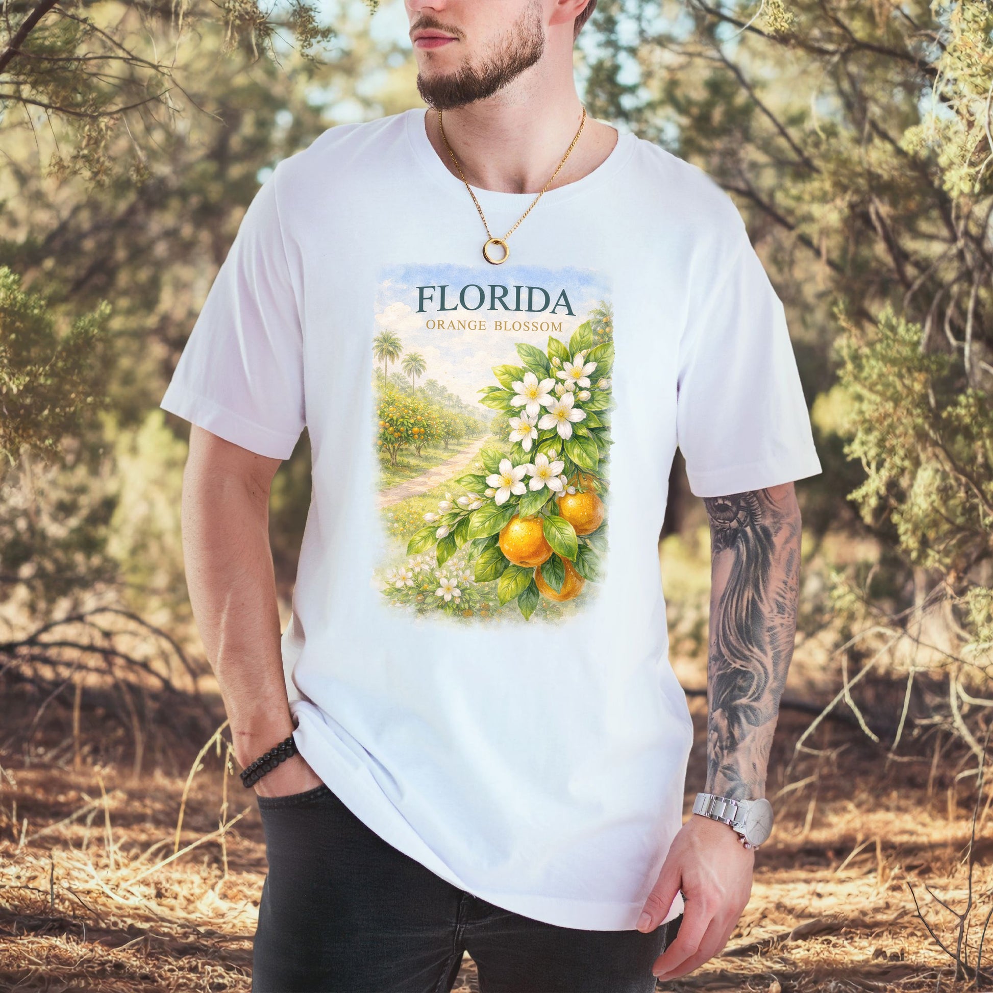 Florida Orange Blossom Botanical Sunshine State Vintage T-Shirt