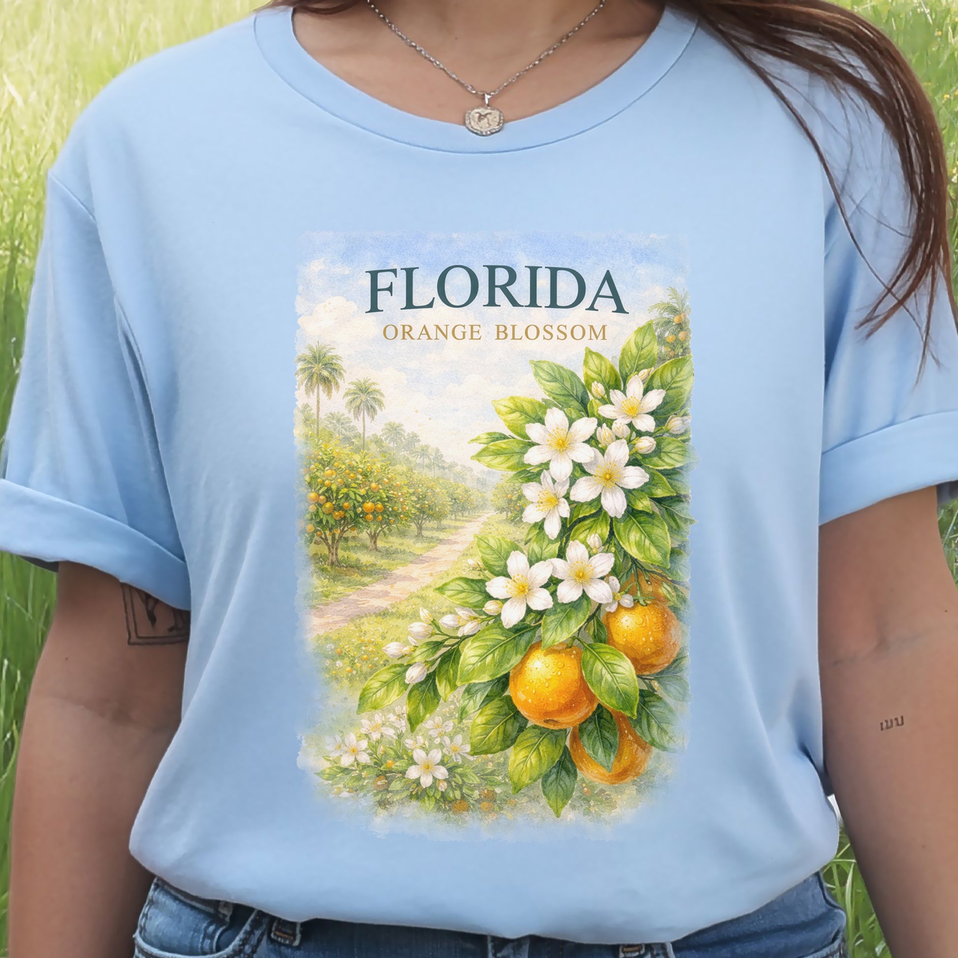 Florida Orange Blossom Botanical Sunshine State Vintage T-Shirt