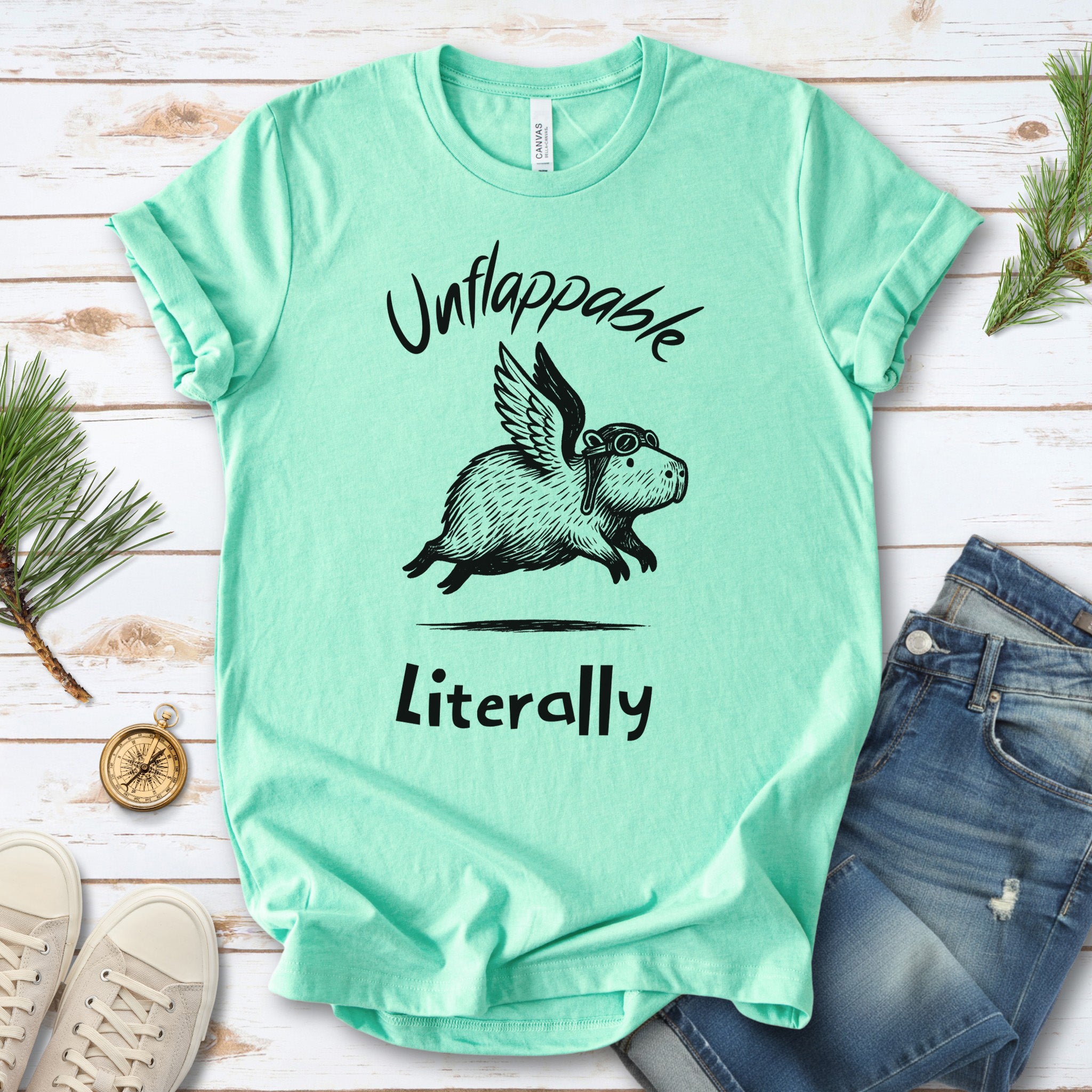Capybara With Wings Unflappable Pilot T-Shirt
