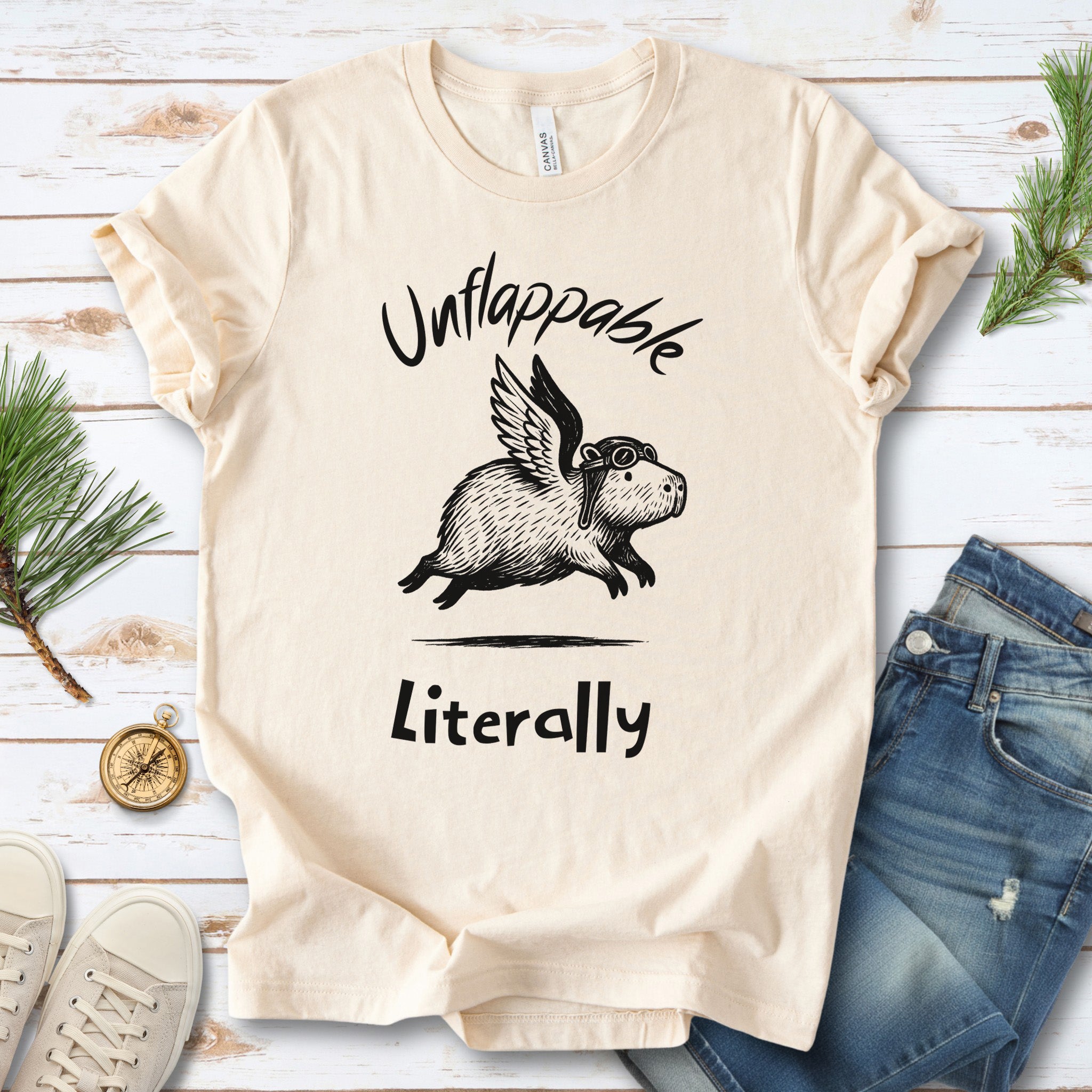 Capybara With Wings Unflappable Pilot T-Shirt