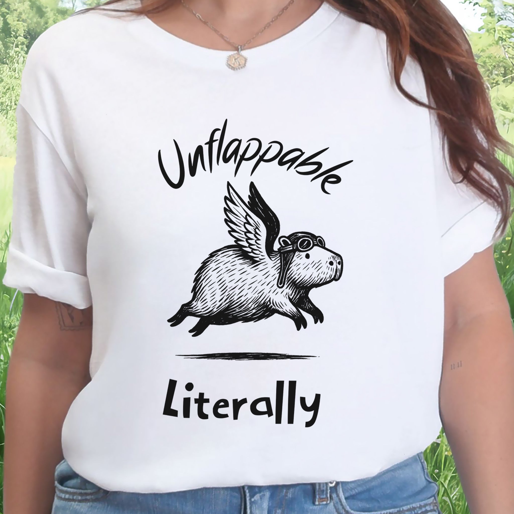 Capybara With Wings Unflappable Pilot T-Shirt