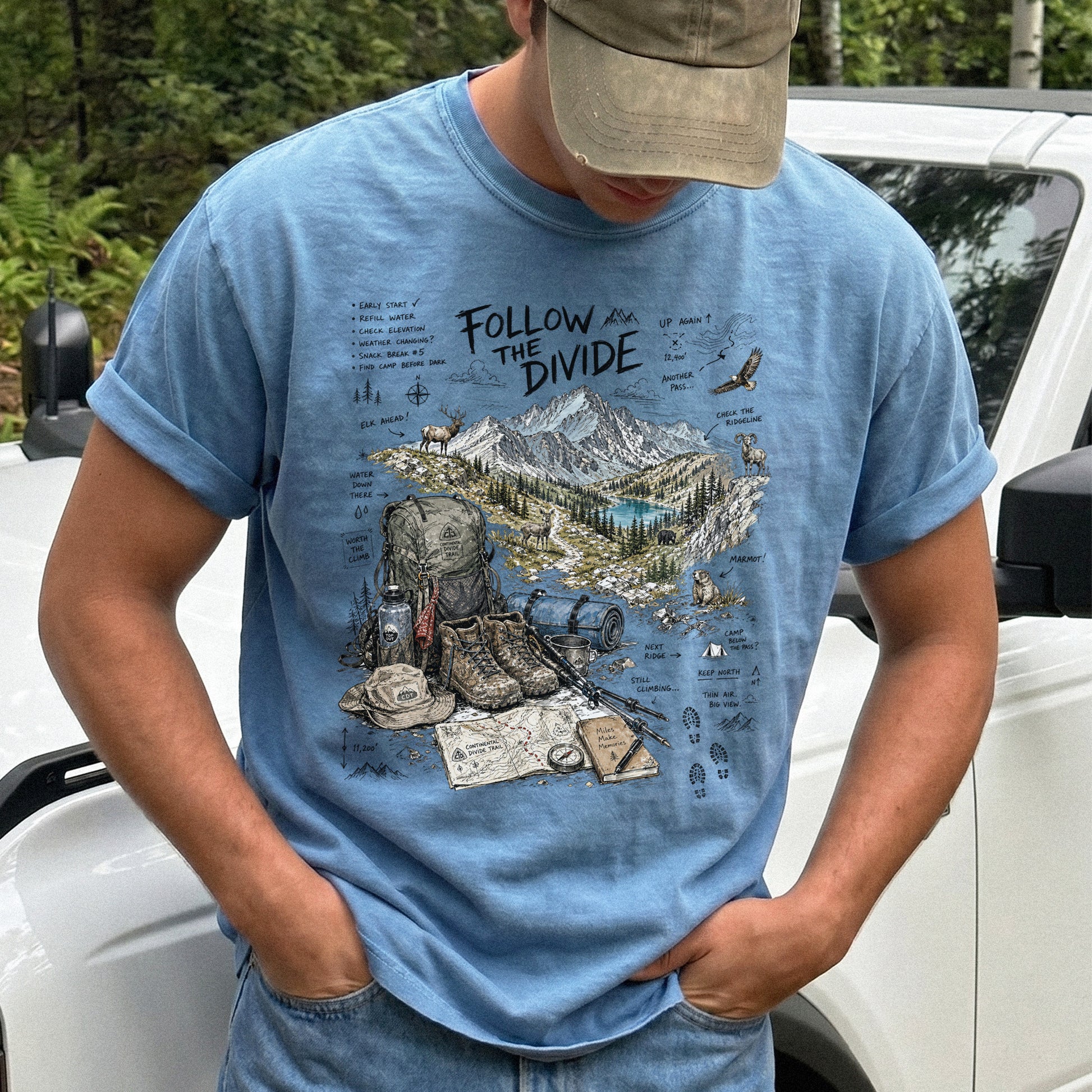 Follow the Divide Continental Divide Trail Comfort Colors Shirt – Hiking Adventure Tee