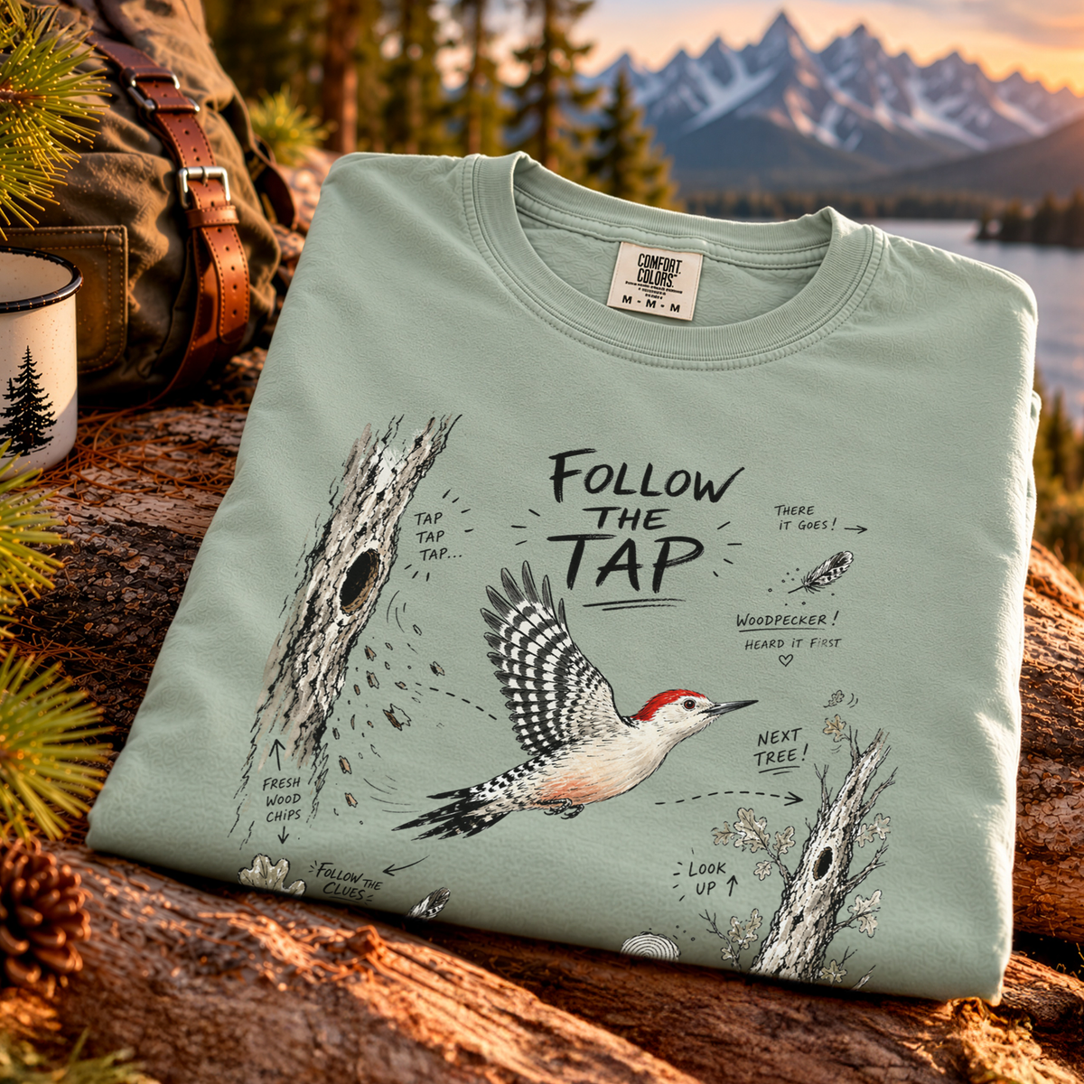 Follow the Tap Comfort Colors Shirt – Red-Bellied Woodpecker Tee