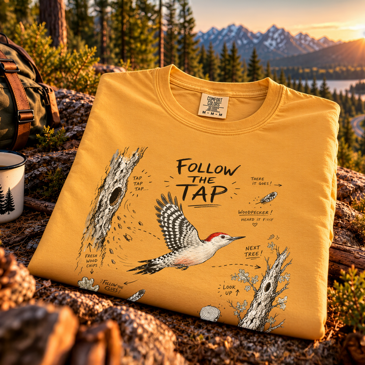 Follow the Tap Comfort Colors Shirt – Red-Bellied Woodpecker Tee