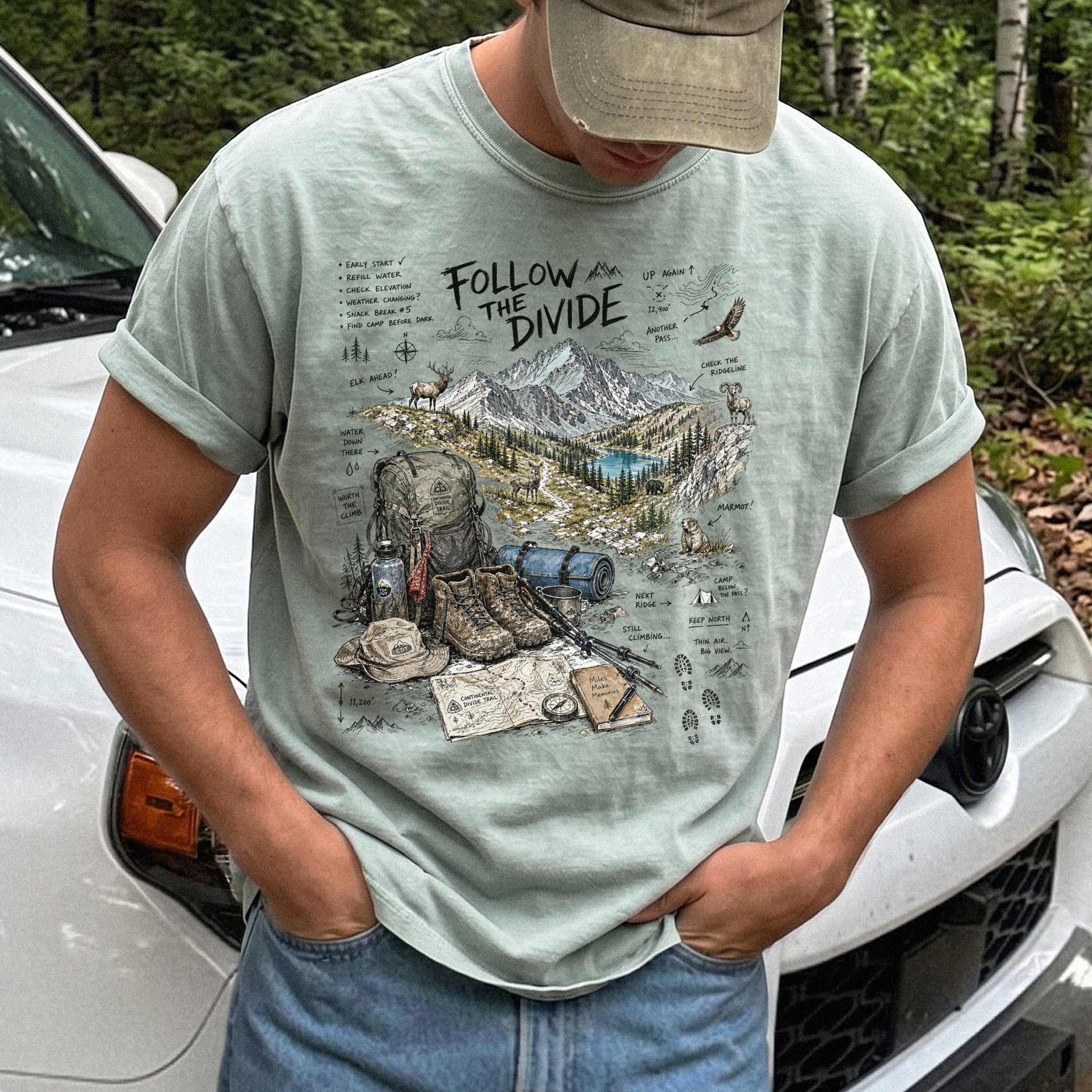 Follow the Divide Continental Divide Trail Comfort Colors Shirt – Hiking Adventure Tee