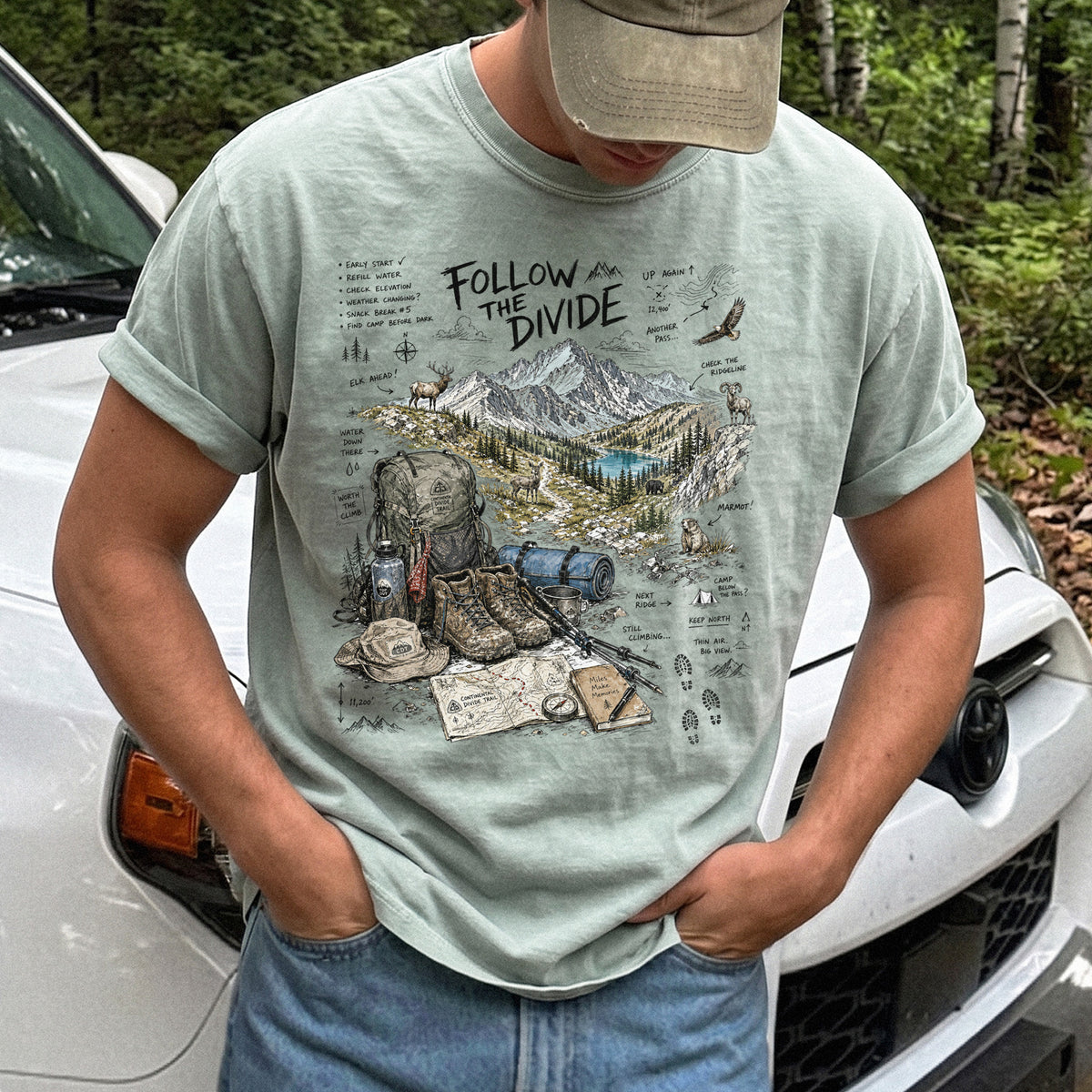 Follow the Divide Continental Divide Trail Comfort Colors Shirt – Hiking Adventure Tee