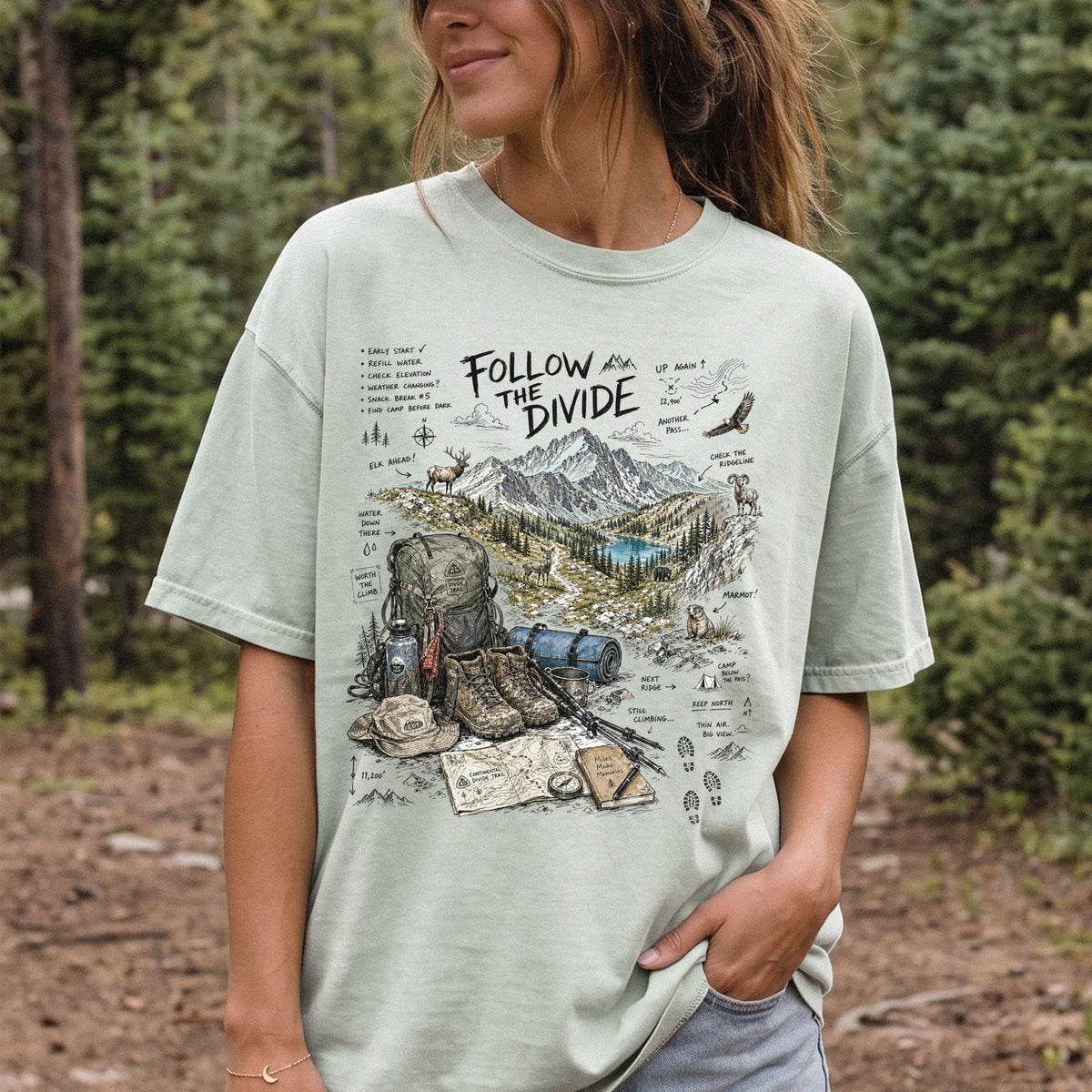 Follow the Divide Continental Divide Trail Comfort Colors Shirt – Hiking Adventure Tee