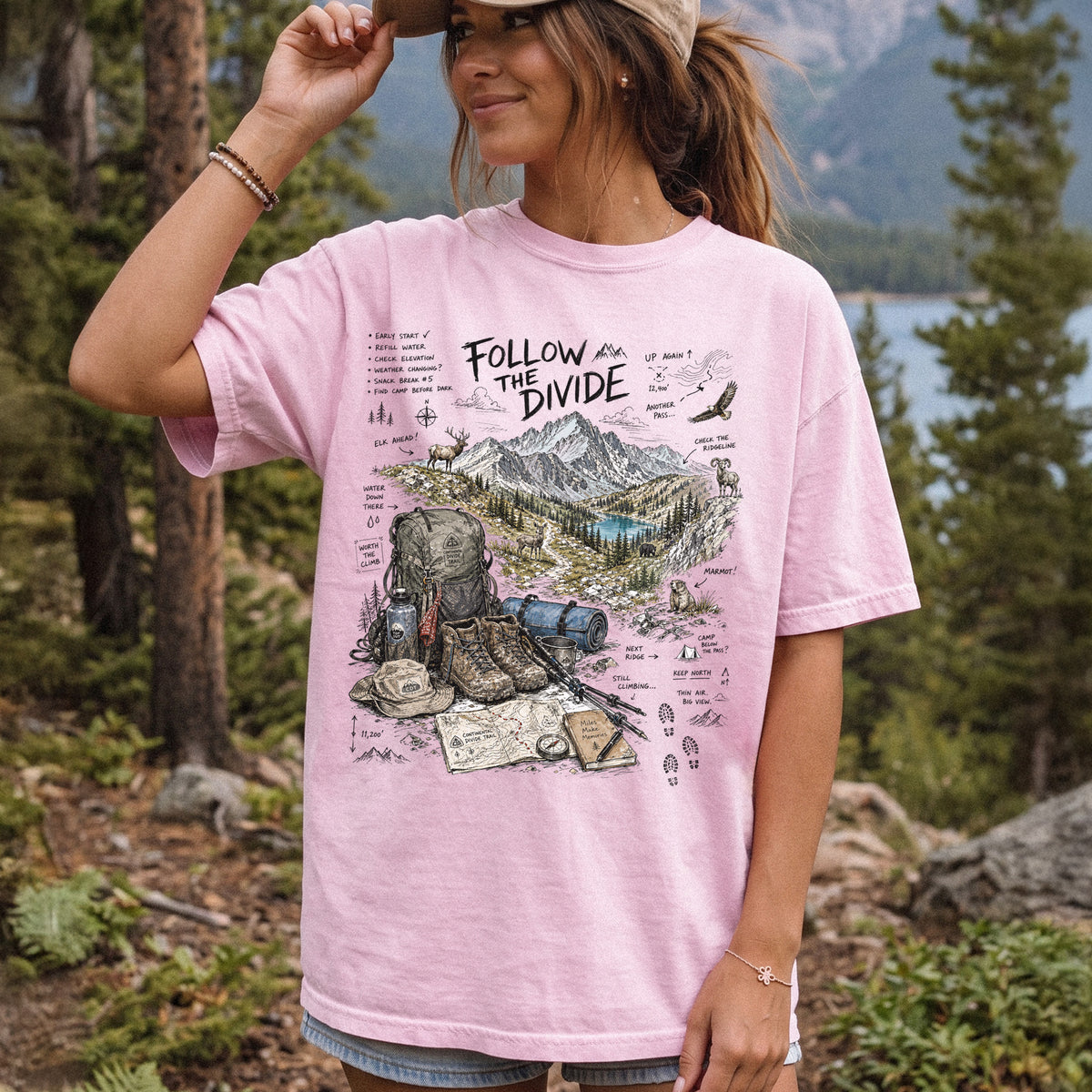 Follow the Divide Continental Divide Trail Comfort Colors Shirt – Hiking Adventure Tee