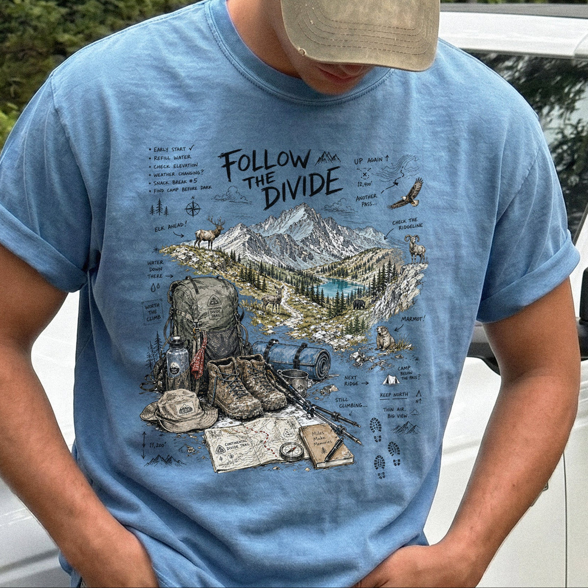 Follow the Divide Continental Divide Trail Comfort Colors Shirt – Hiking Adventure Tee