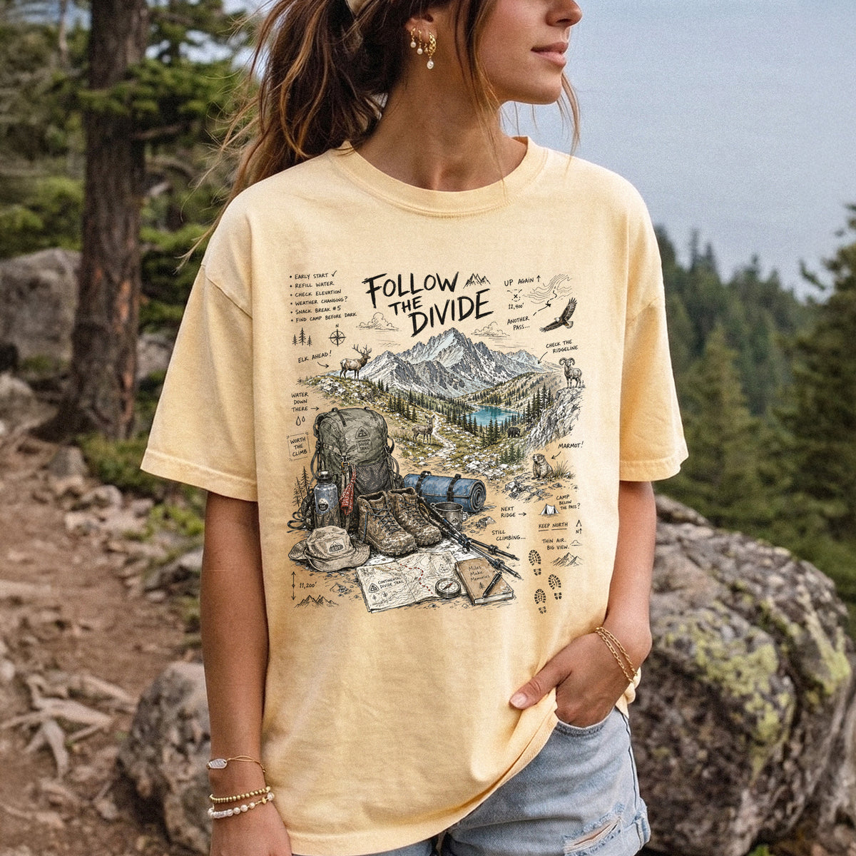 Follow the Divide Continental Divide Trail Comfort Colors Shirt – Hiking Adventure Tee