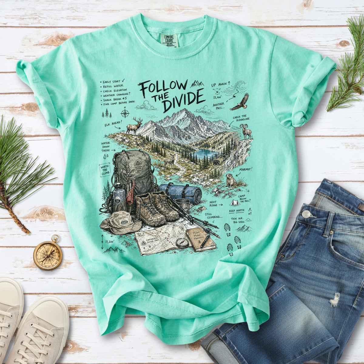 Follow the Divide Continental Divide Trail Comfort Colors Shirt – Hiking Adventure Tee