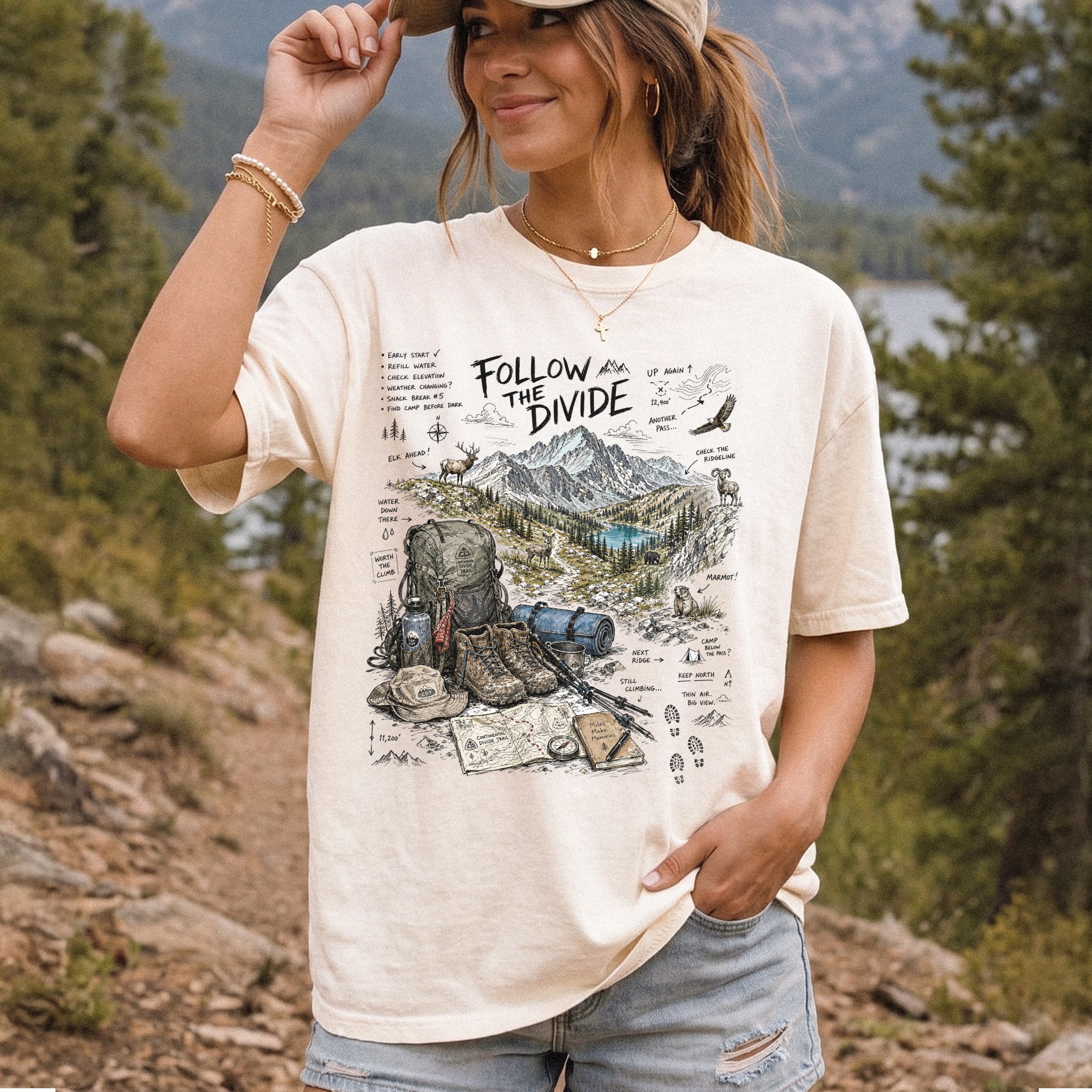 Follow the Divide Continental Divide Trail Comfort Colors Shirt – Hiking Adventure Tee