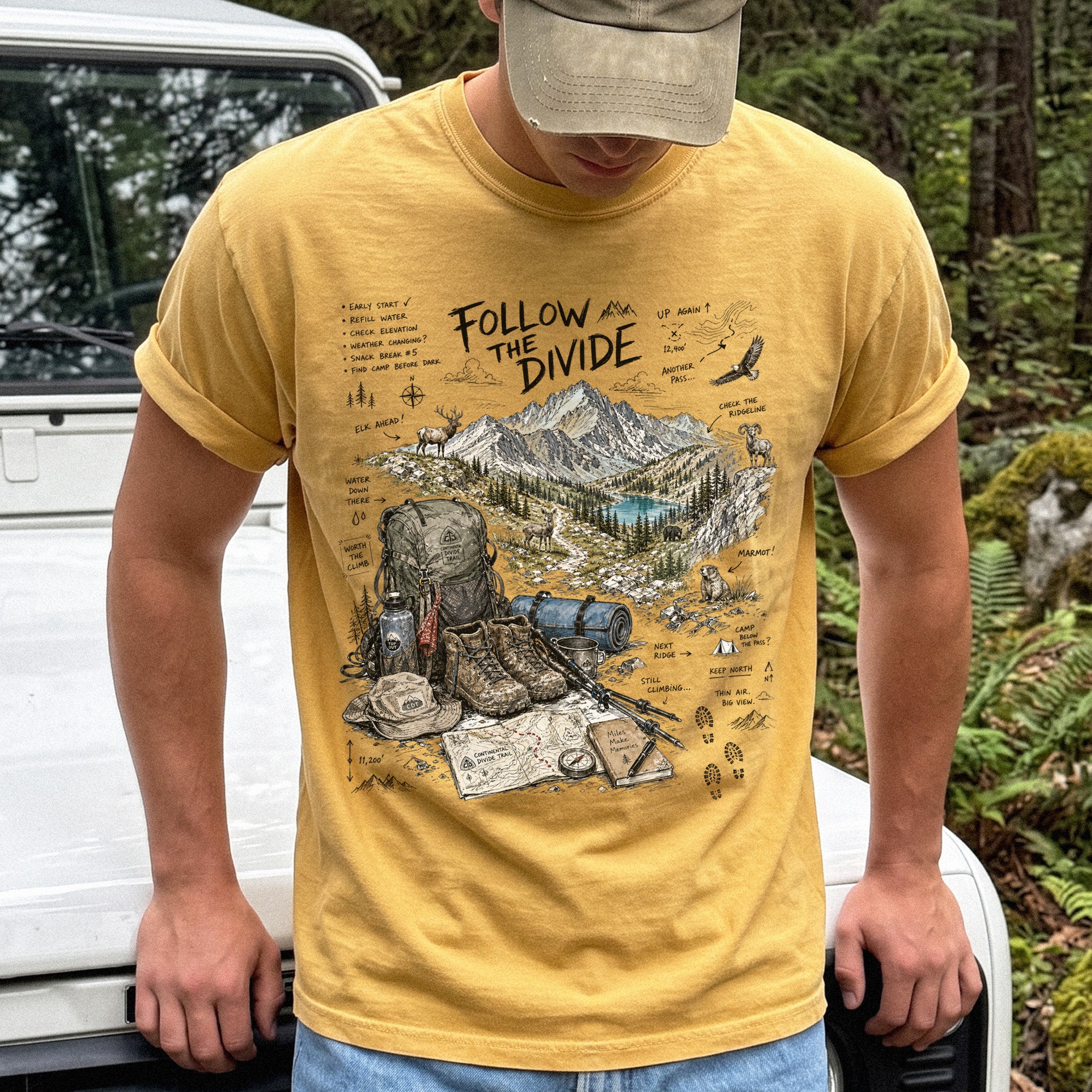 Follow the Divide Continental Divide Trail Comfort Colors Shirt – Hiking Adventure Tee