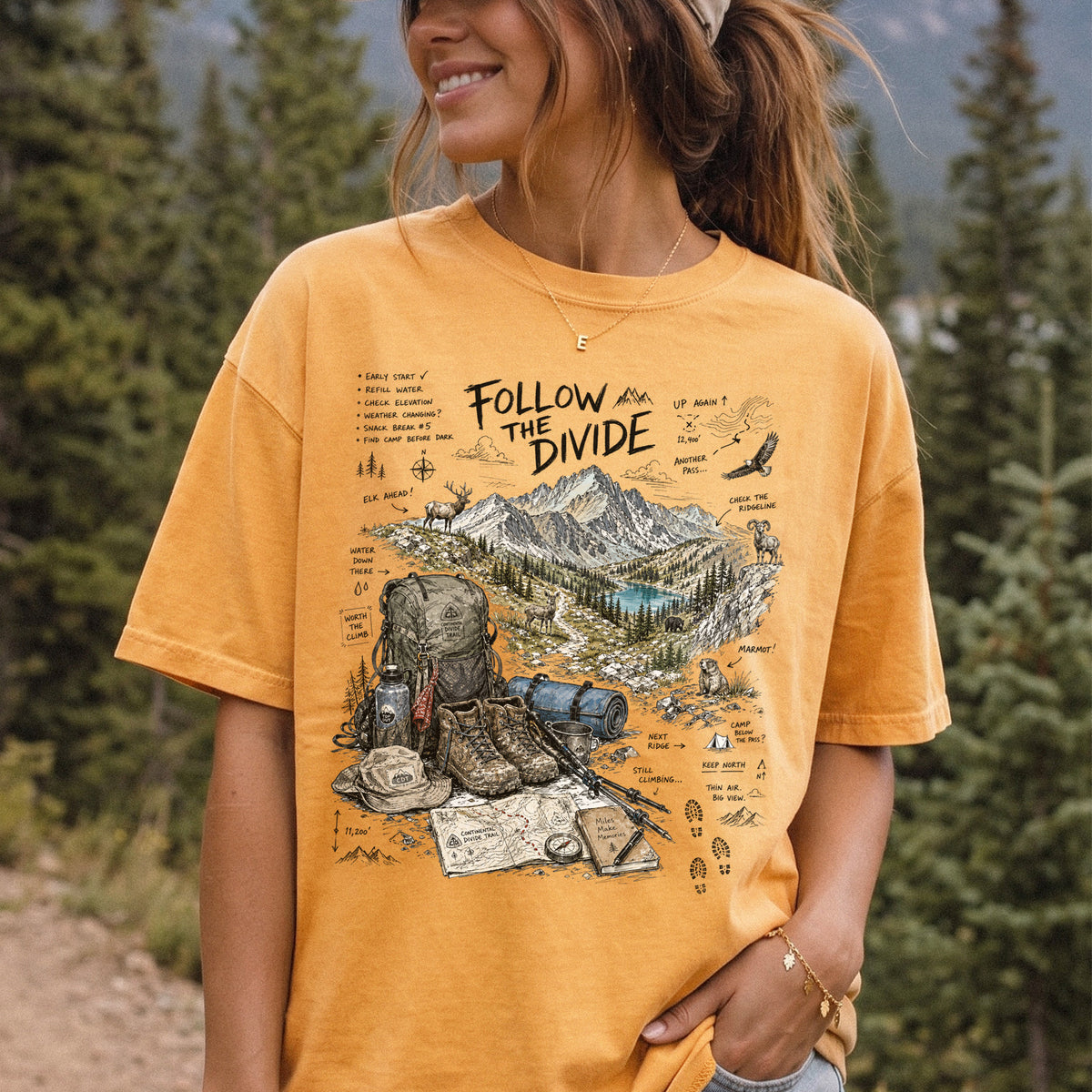 Follow the Divide Continental Divide Trail Comfort Colors Shirt – Hiking Adventure Tee