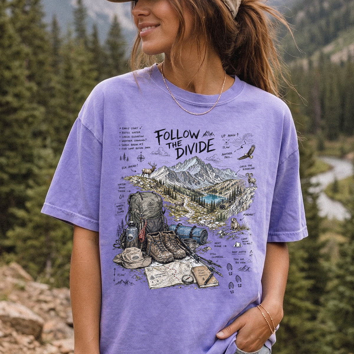 Follow the Divide Continental Divide Trail Comfort Colors Shirt – Hiking Adventure Tee