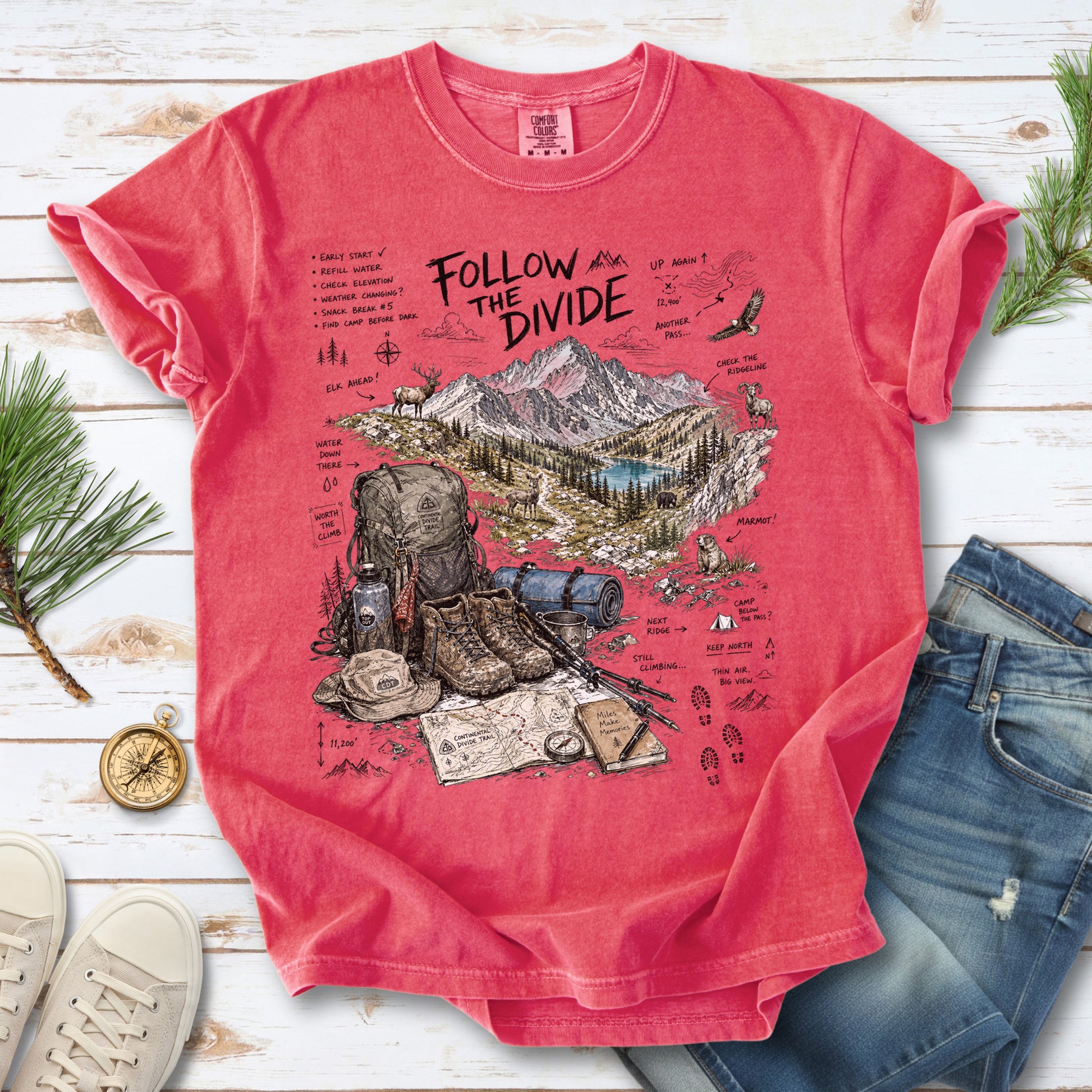 Follow the Divide Continental Divide Trail Comfort Colors Shirt – Hiking Adventure Tee