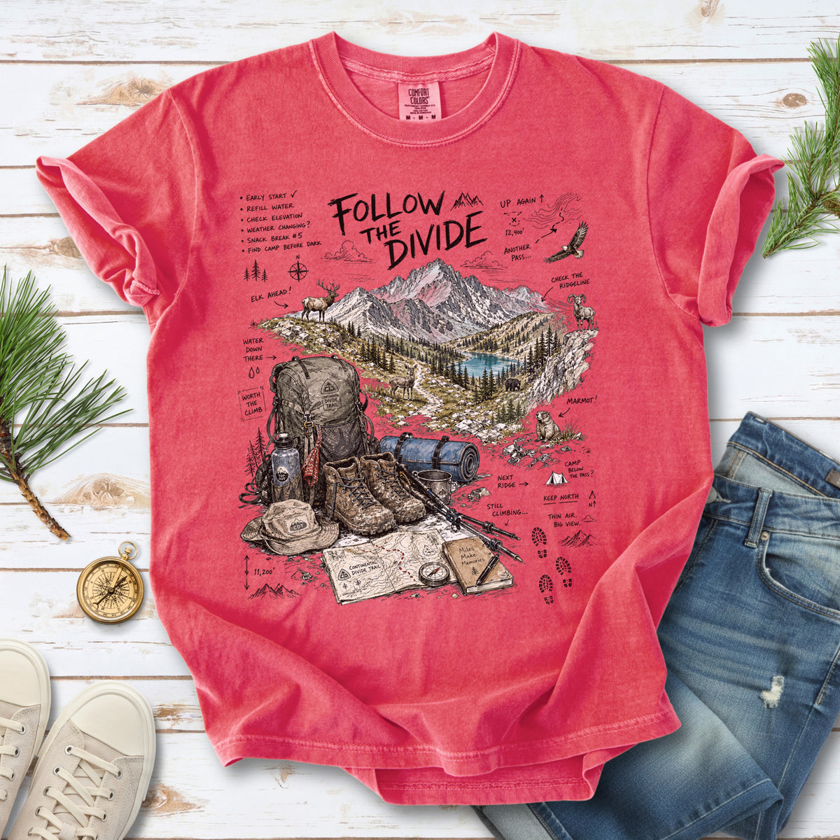 Follow the Divide Continental Divide Trail Comfort Colors Shirt – Hiking Adventure Tee