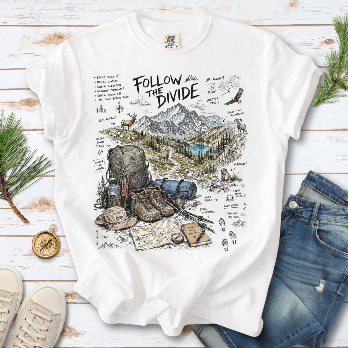 Follow the Divide Continental Divide Trail Comfort Colors Shirt – Hiking Adventure Tee