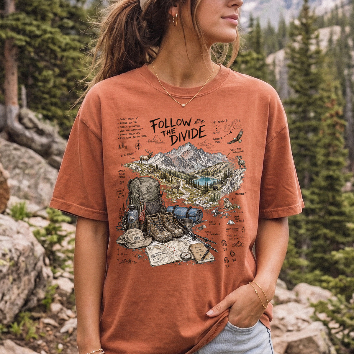 Follow the Divide Continental Divide Trail Comfort Colors Shirt – Hiking Adventure Tee