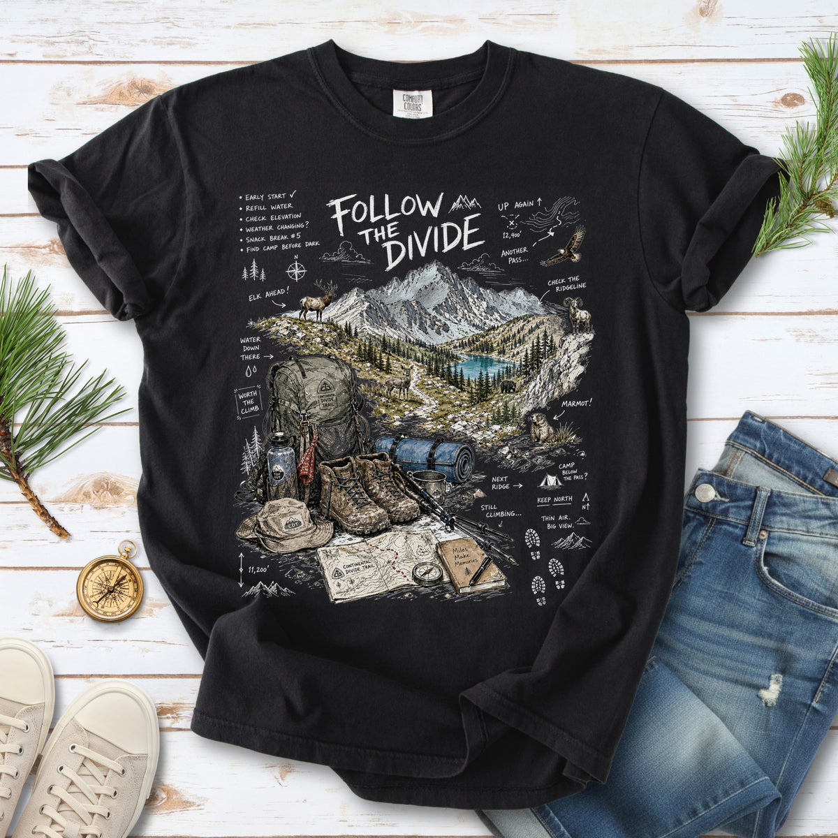 Follow the Divide Continental Divide Trail Comfort Colors Shirt – Hiking Adventure Tee