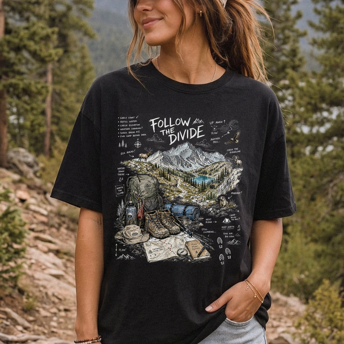 Follow the Divide Continental Divide Trail Comfort Colors Shirt – Hiking Adventure Tee