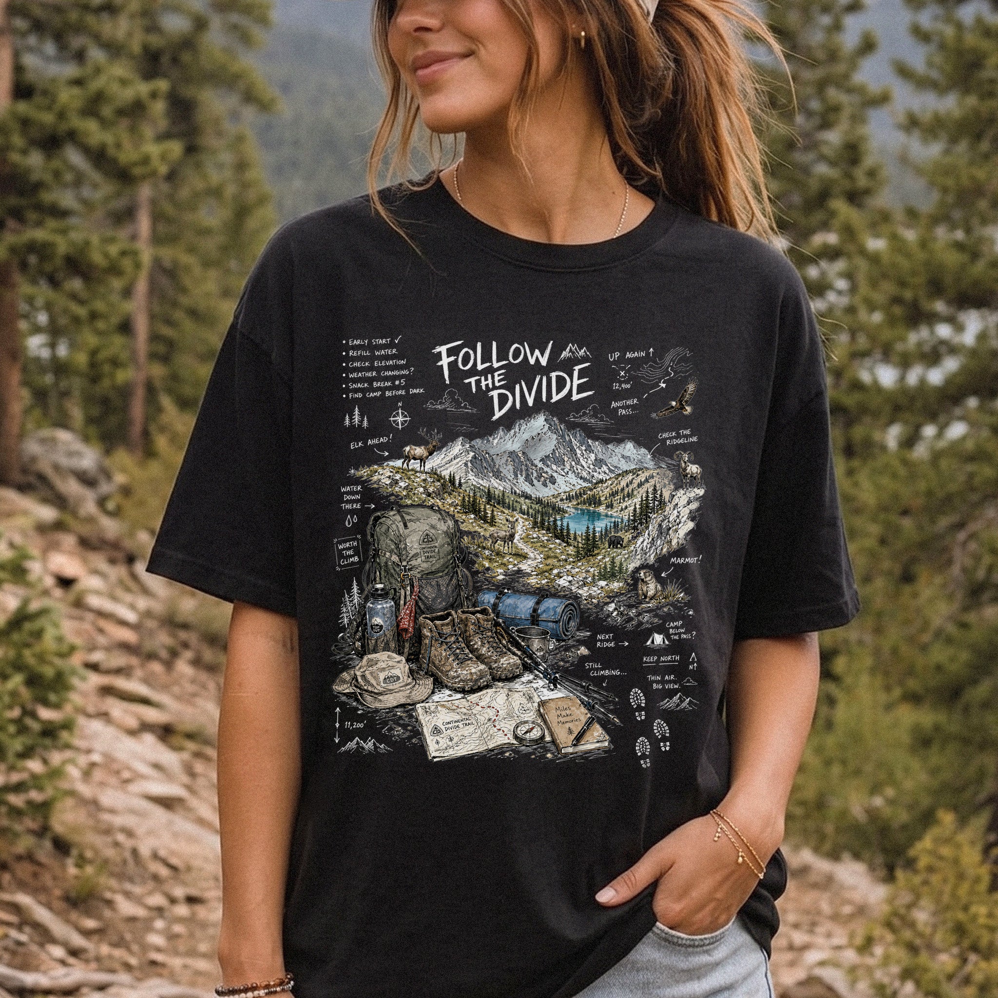 Follow the Divide Continental Divide Trail Comfort Colors Shirt – Hiking Adventure Tee