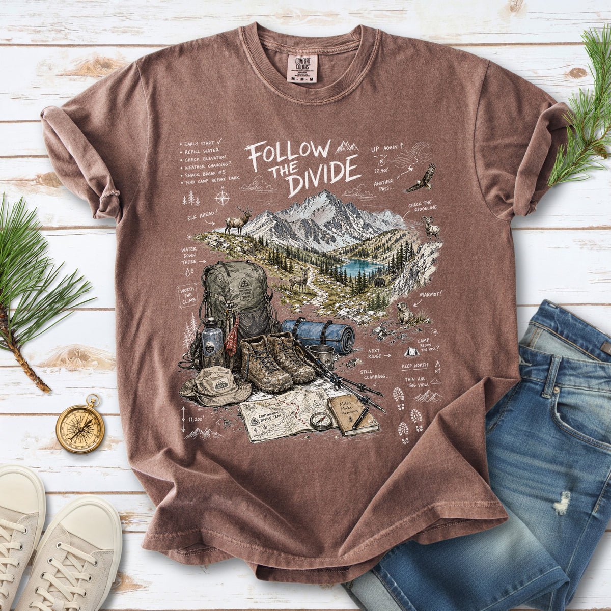 Follow the Divide Continental Divide Trail Comfort Colors Shirt – Hiking Adventure Tee