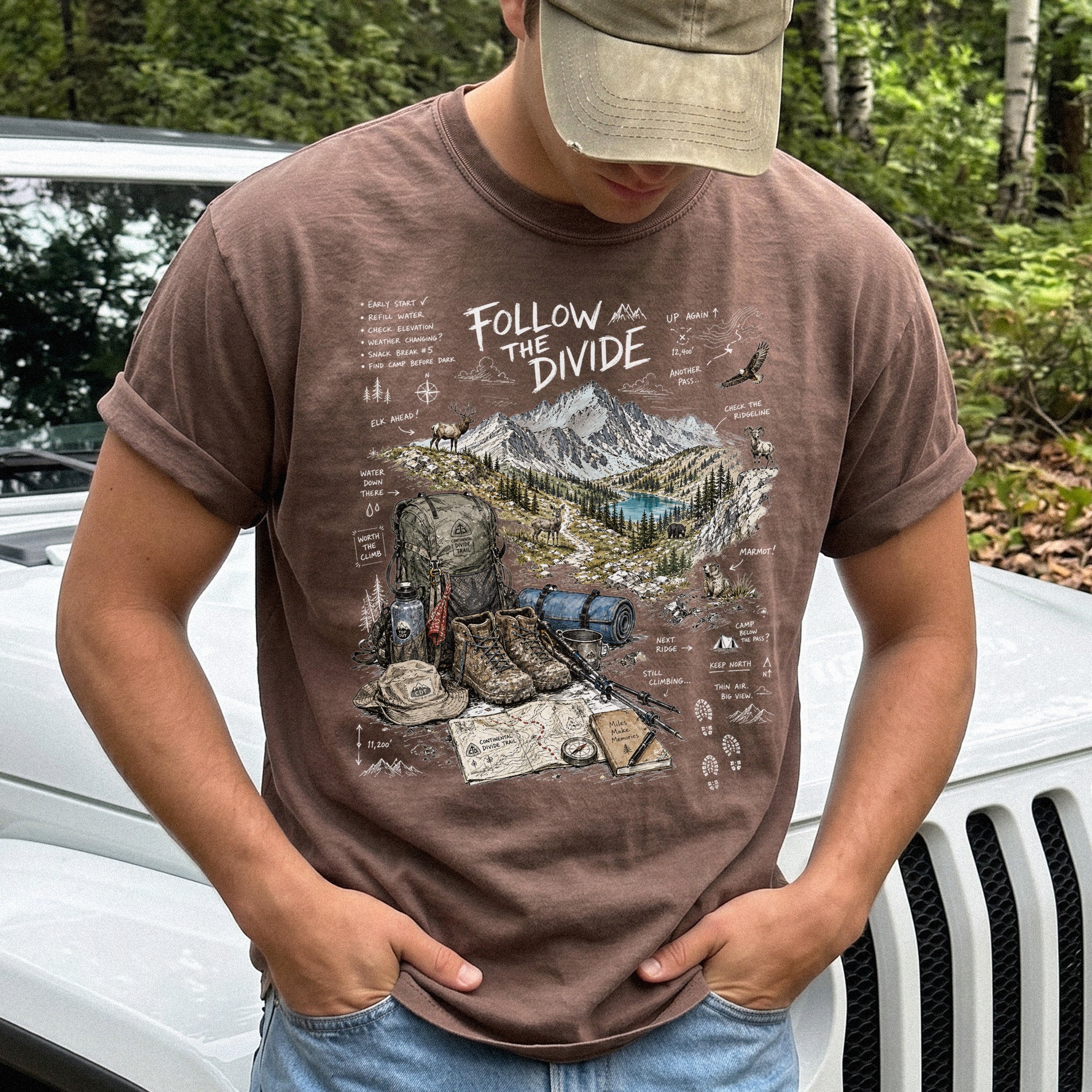 Follow the Divide Continental Divide Trail Comfort Colors Shirt – Hiking Adventure Tee
