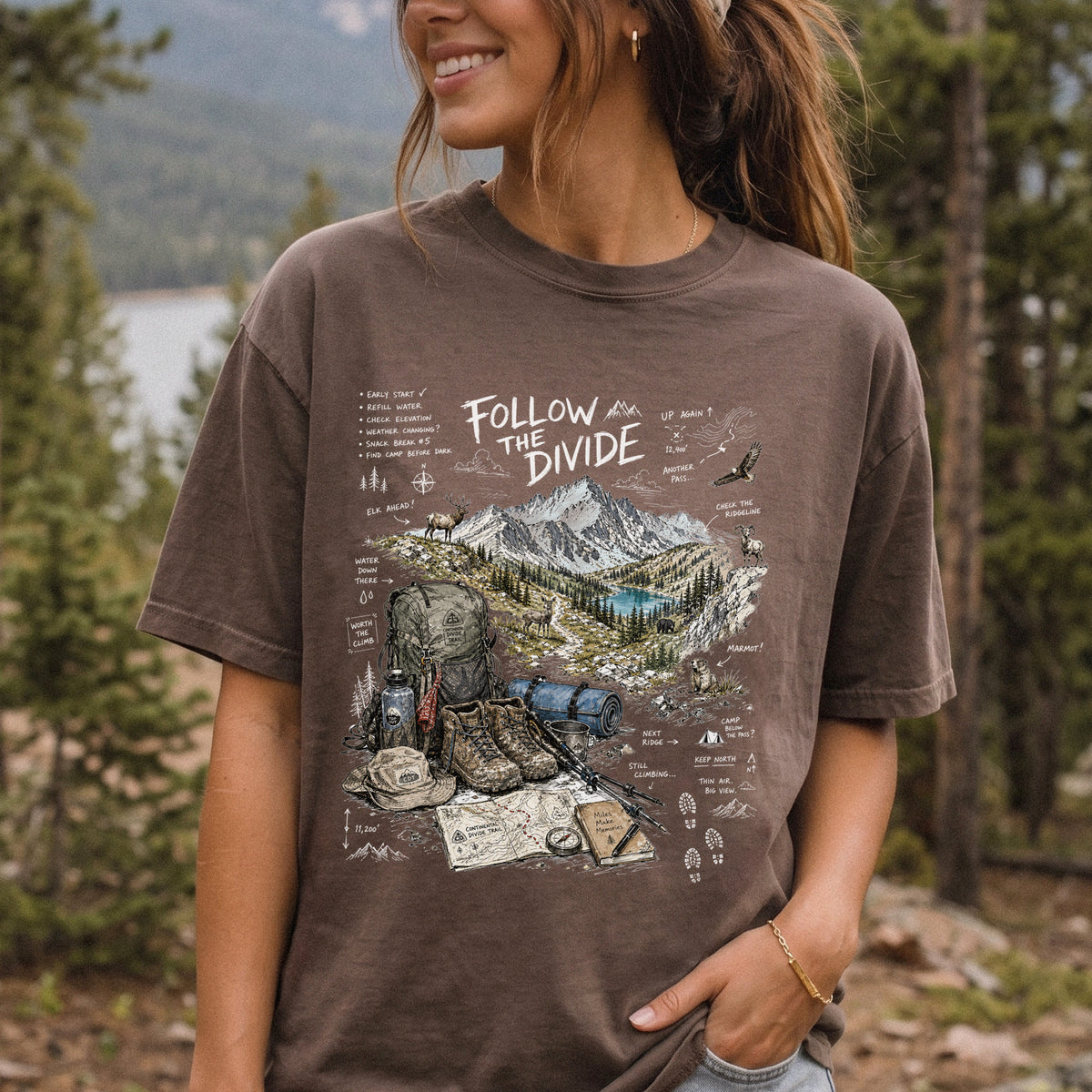 Follow the Divide Continental Divide Trail Comfort Colors Shirt – Hiking Adventure Tee