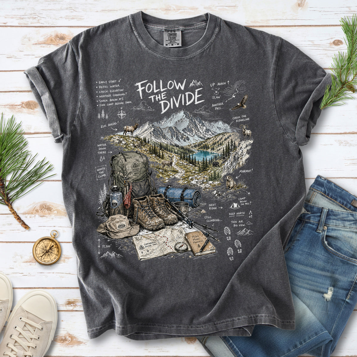 Follow the Divide Continental Divide Trail Comfort Colors Shirt – Hiking Adventure Tee