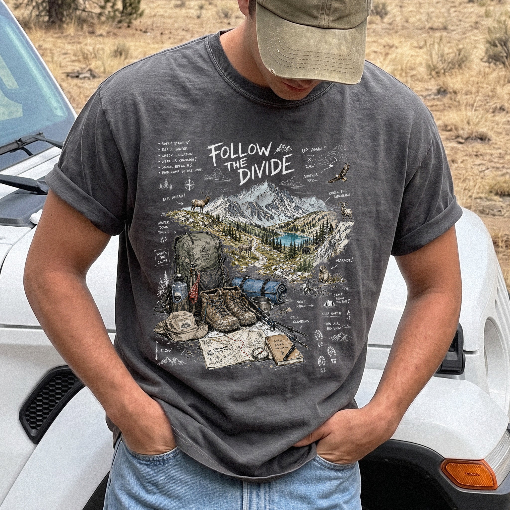 Follow the Divide Continental Divide Trail Comfort Colors Shirt – Hiking Adventure Tee