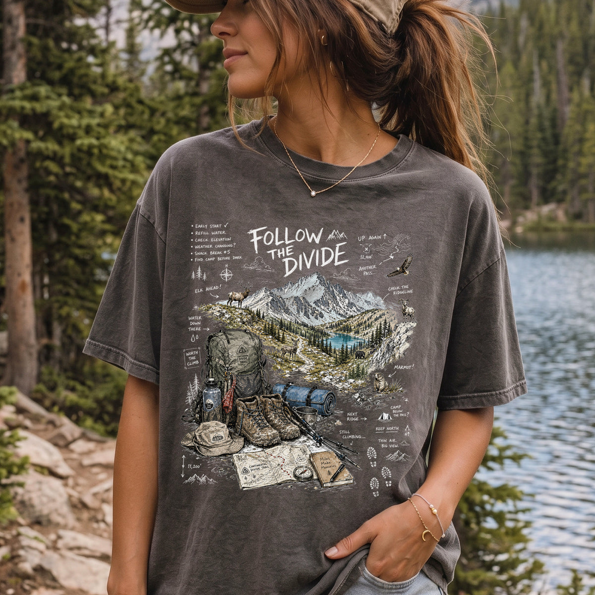 Follow the Divide Continental Divide Trail Comfort Colors Shirt – Hiking Adventure Tee