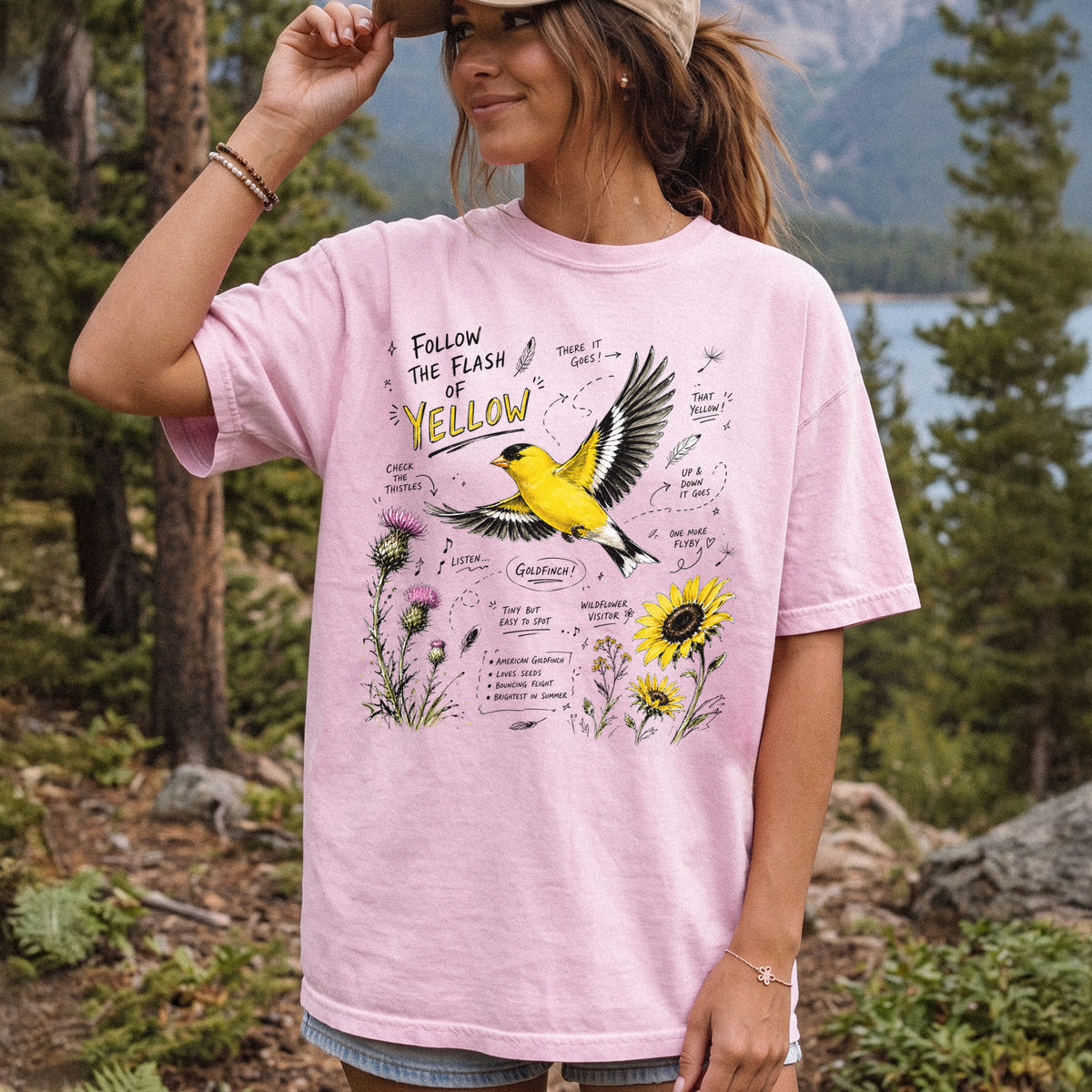 Follow the Flash of Yellow Comfort Colors Shirt – American Goldfinch Tee