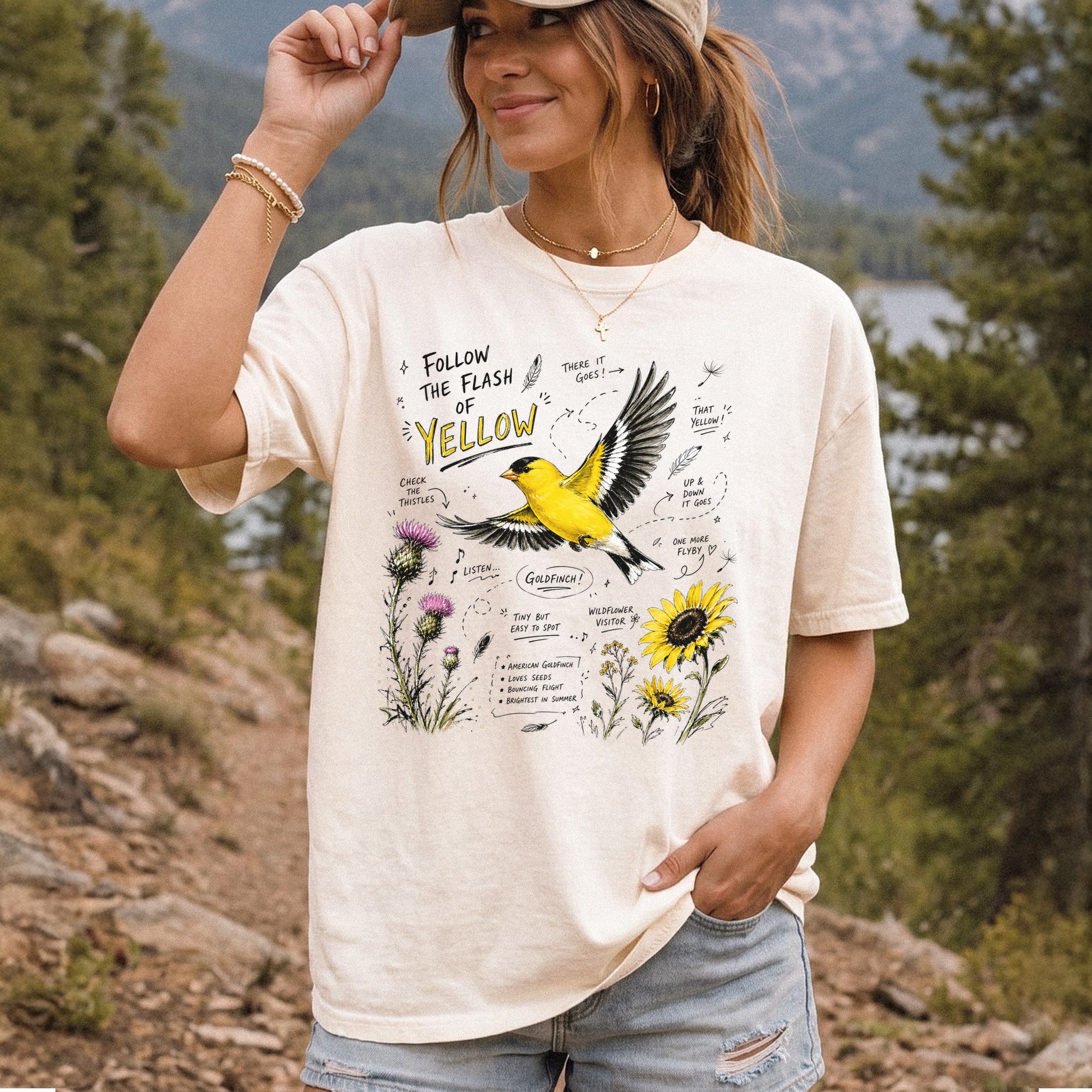 Follow the Flash of Yellow Comfort Colors Shirt – American Goldfinch Tee