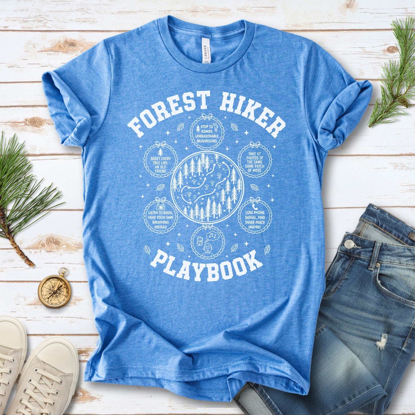 Forest Hiker Playbook T-Shirt – Whimsical Woodland Wanderer Tee