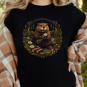 Beaver Forest Architect Botanical Wildflower River Scene T-Shirt