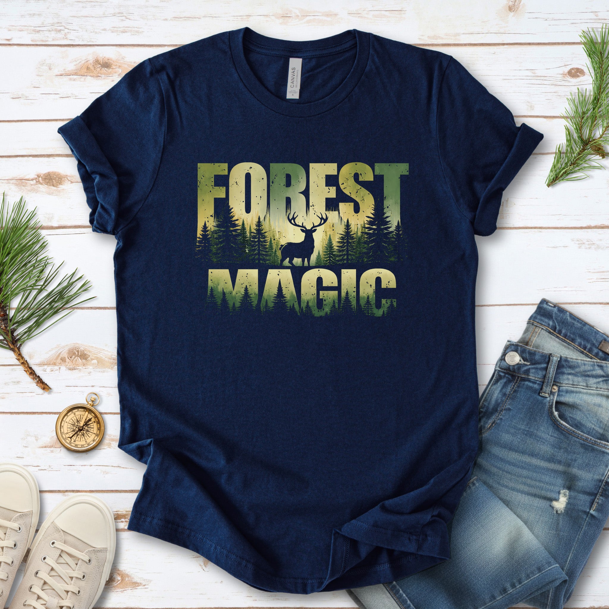 Forest Magic Mystic Deer Woodland Adventure T-Shirt