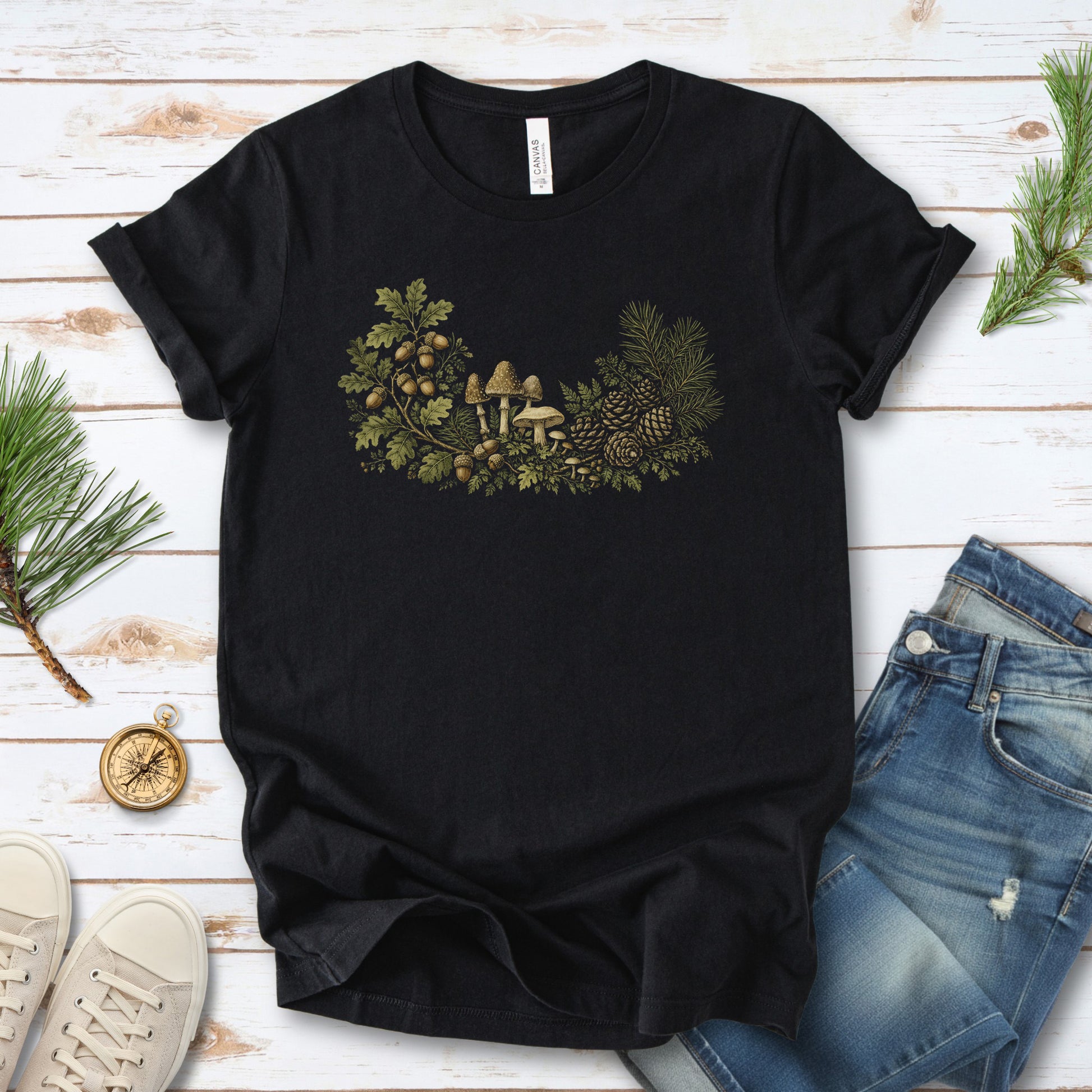Forest Relics Acorn Mushroom Botanical Autumn T-Shirt
