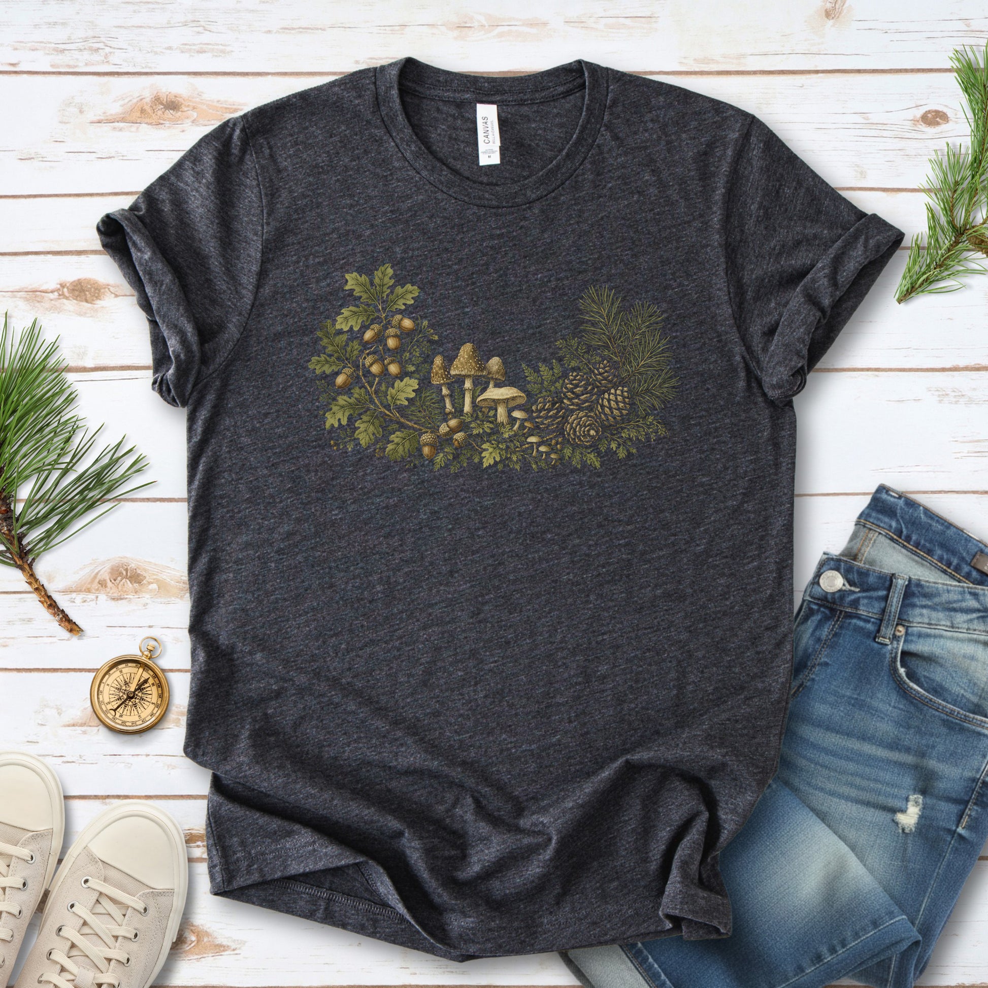 Forest Relics Acorn Mushroom Botanical Autumn T-Shirt