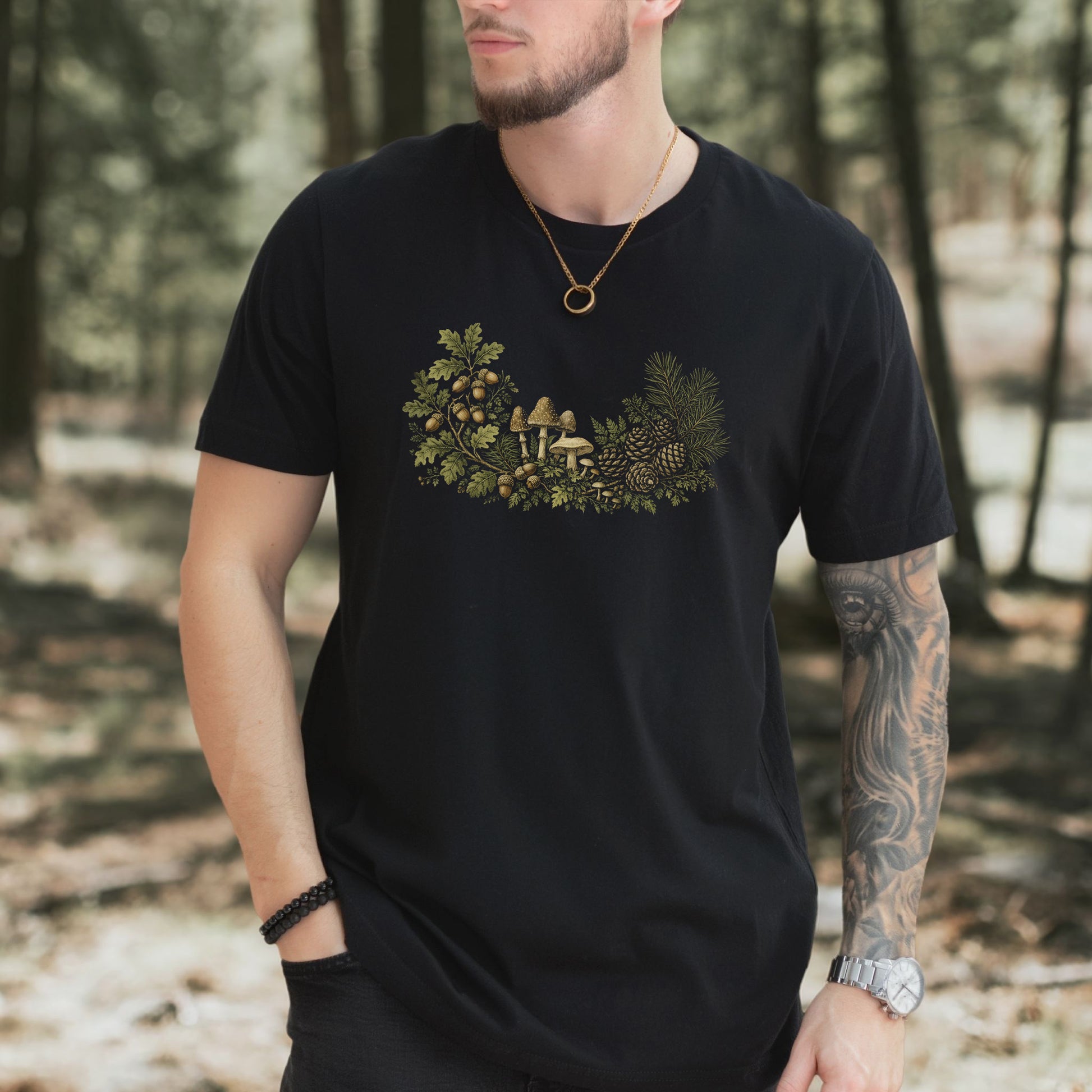 Forest Relics Acorn Mushroom Botanical Autumn T-Shirt