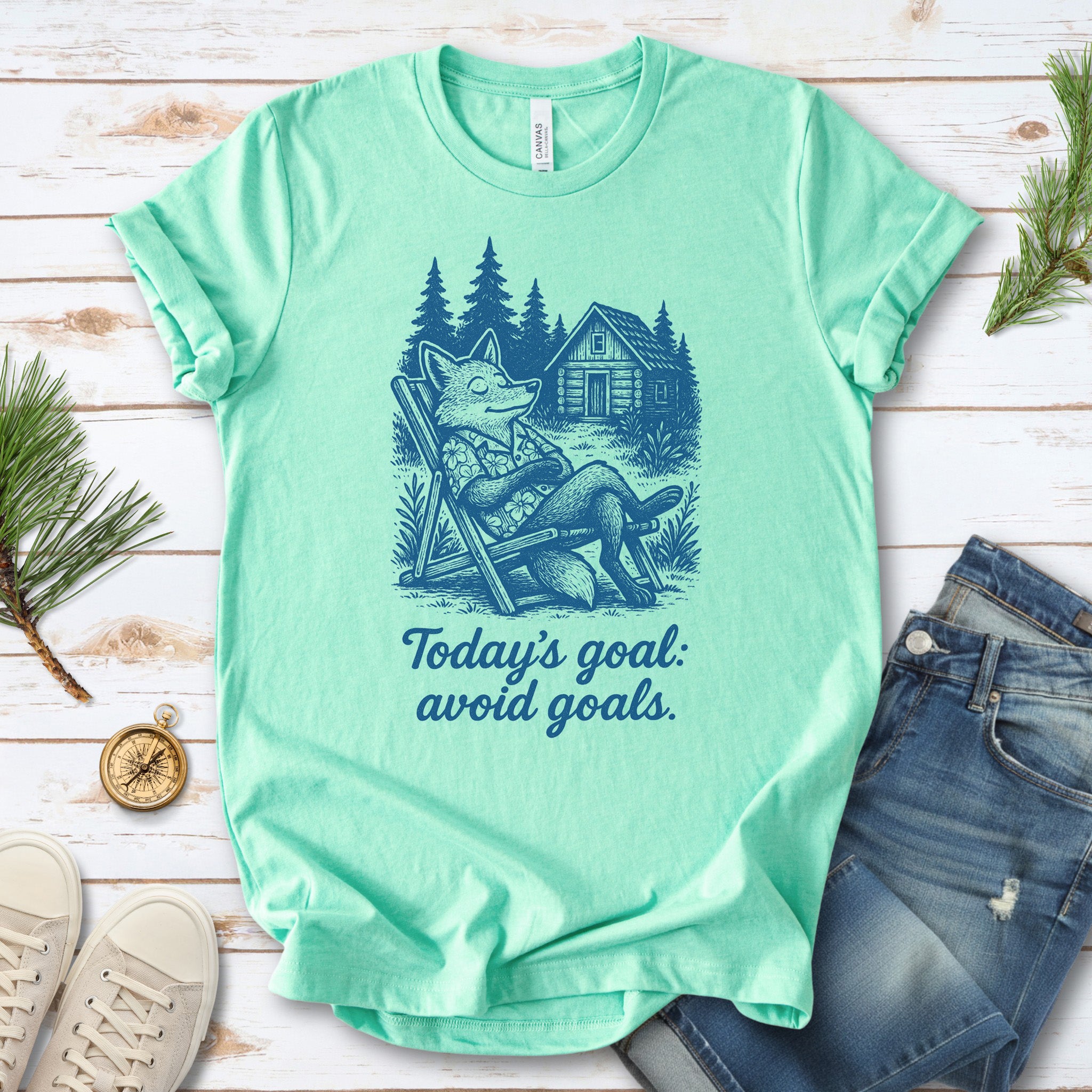 Avoiding Goals Fox Shirt – Funny Cabin Life Hiking Vacation T-Shirt