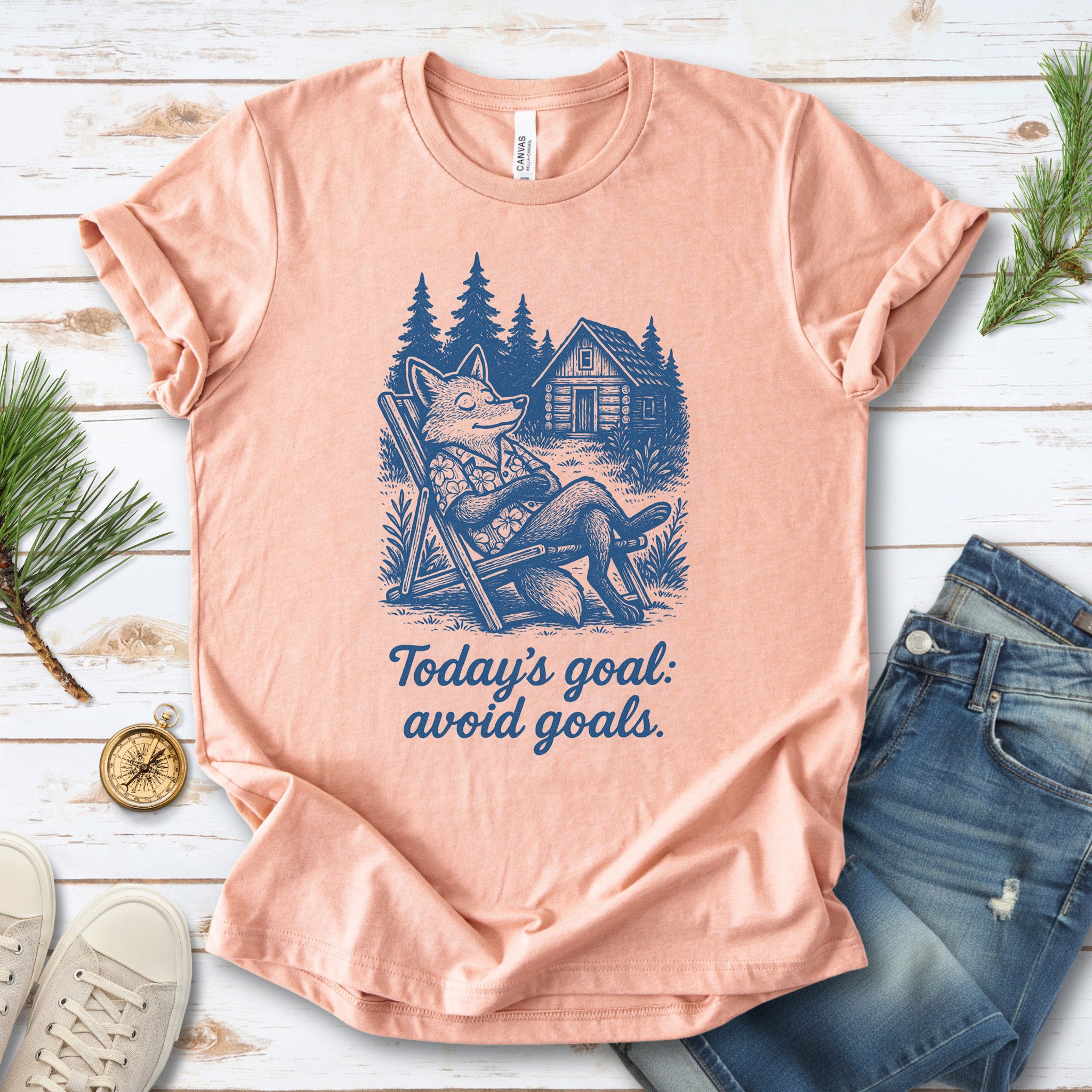 Avoiding Goals Fox Shirt – Funny Cabin Life Hiking Vacation T-Shirt