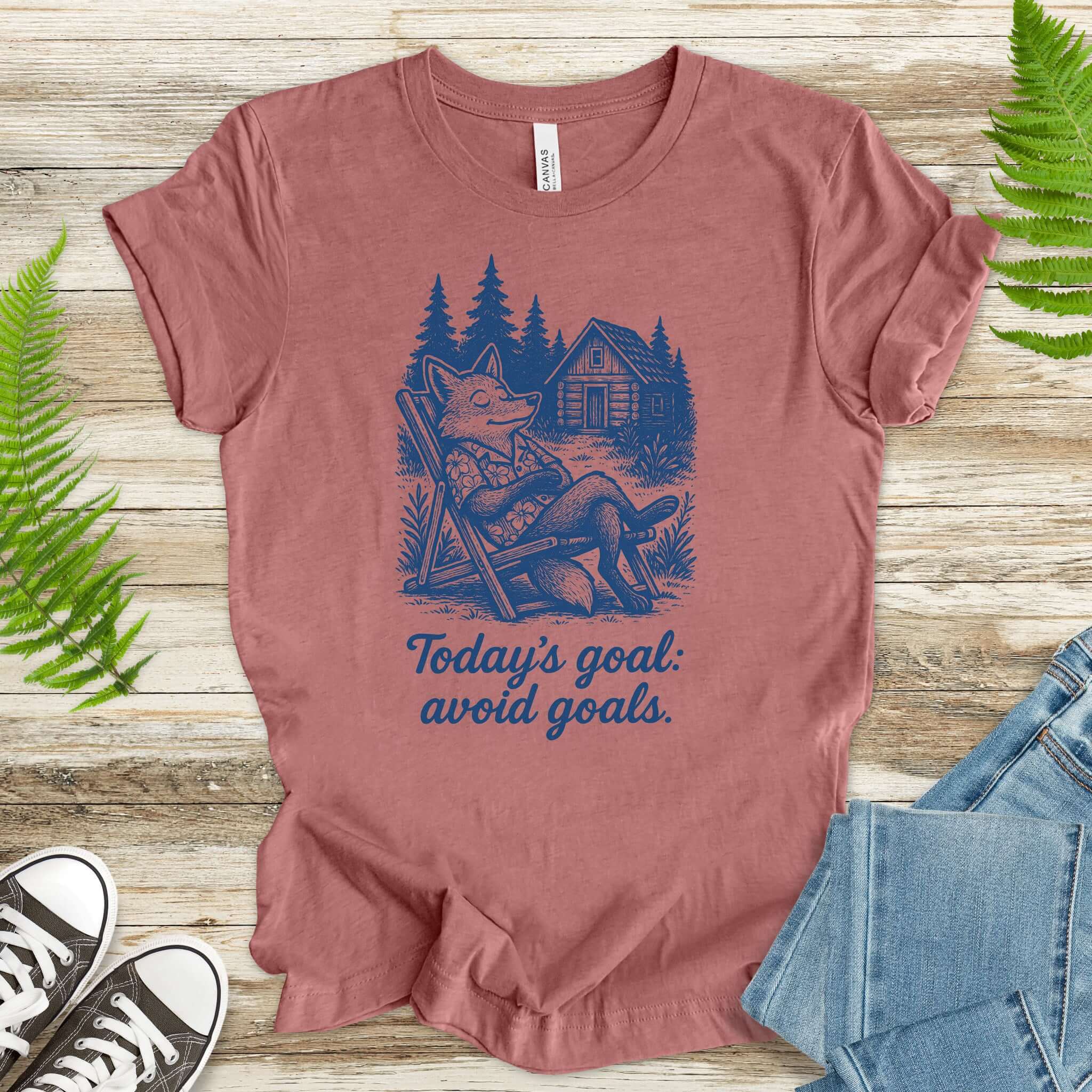 Avoiding Goals Fox Shirt – Funny Cabin Life Hiking Vacation T-Shirt