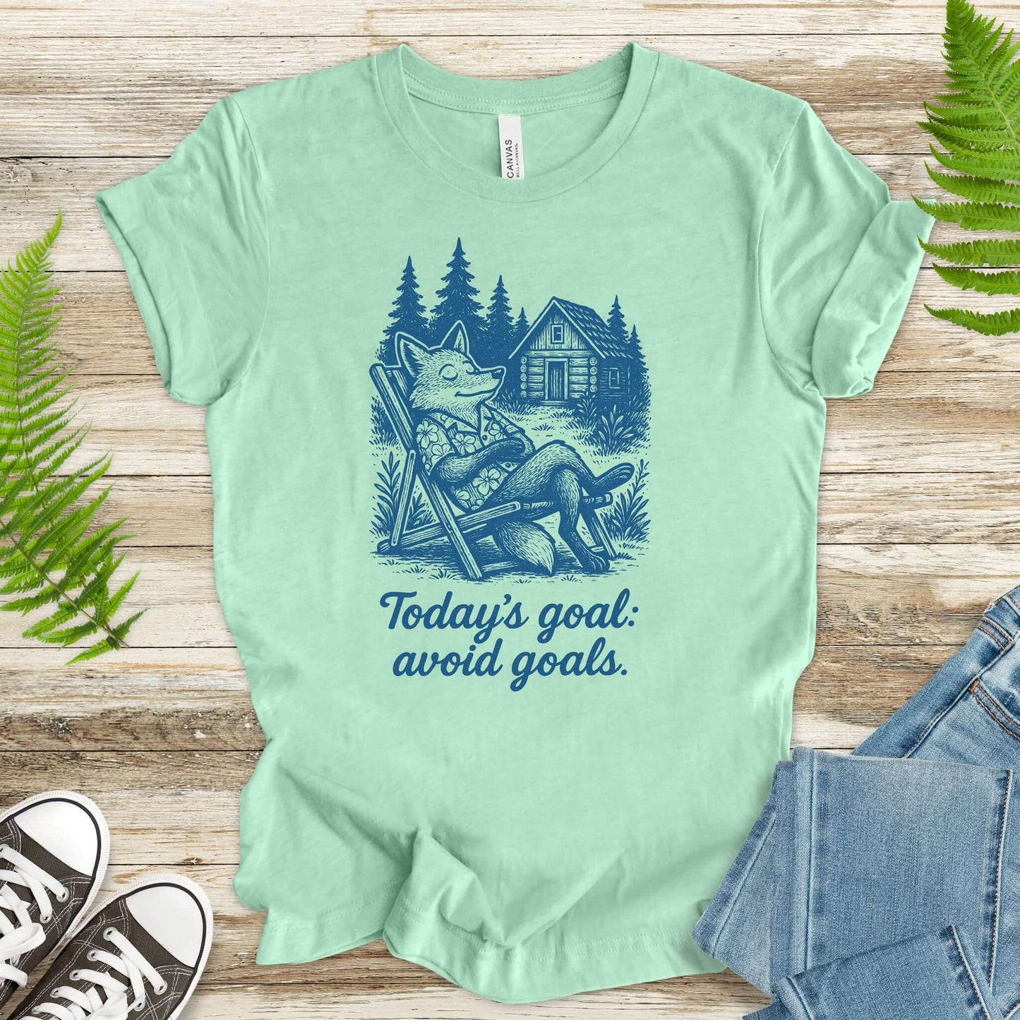Avoiding Goals Fox Shirt – Funny Cabin Life Hiking Vacation T-Shirt