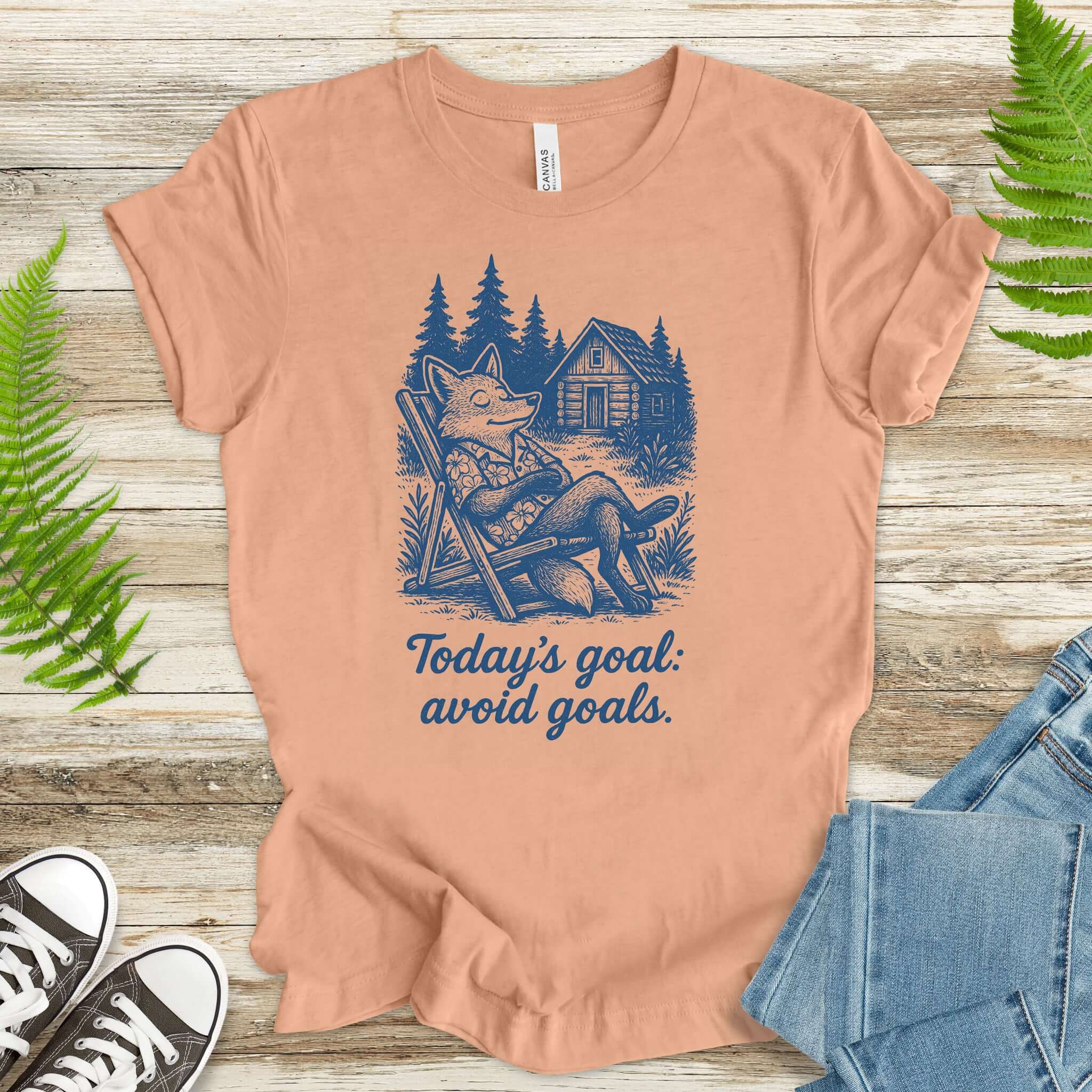 Avoiding Goals Fox Shirt – Funny Cabin Life Hiking Vacation T-Shirt