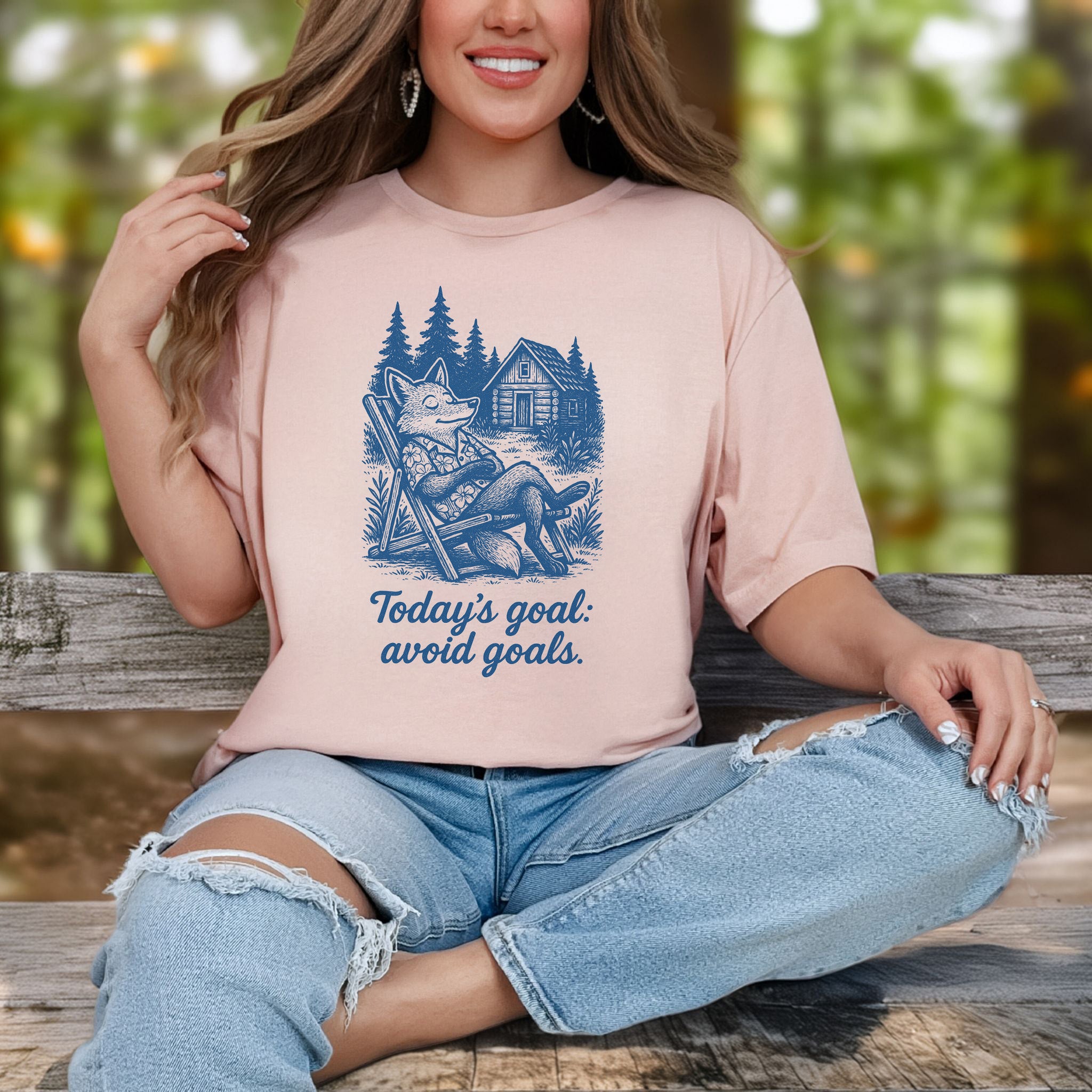 Avoiding Goals Fox Shirt – Funny Cabin Life Hiking Vacation T-Shirt