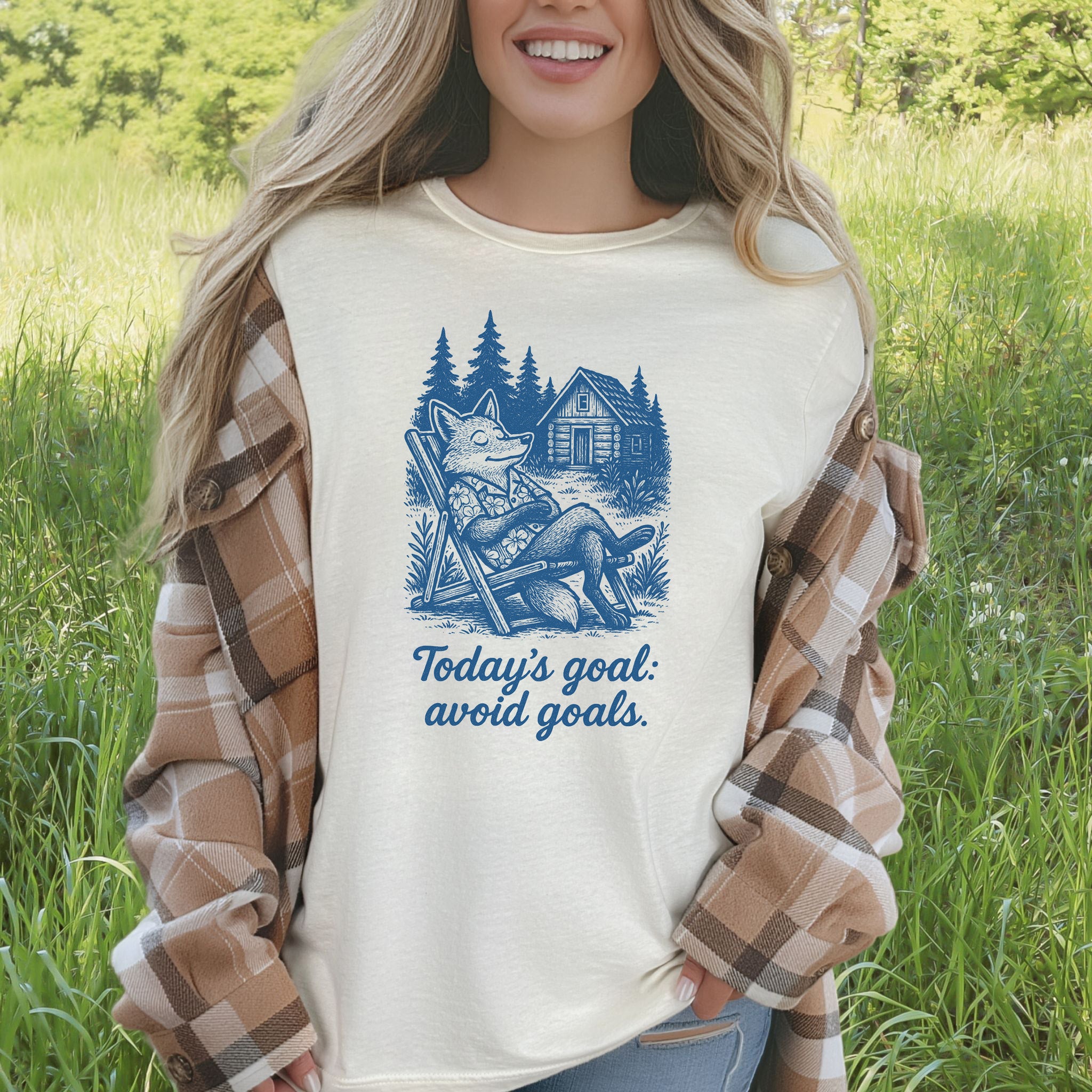 Avoiding Goals Fox Shirt – Funny Cabin Life Hiking Vacation T-Shirt