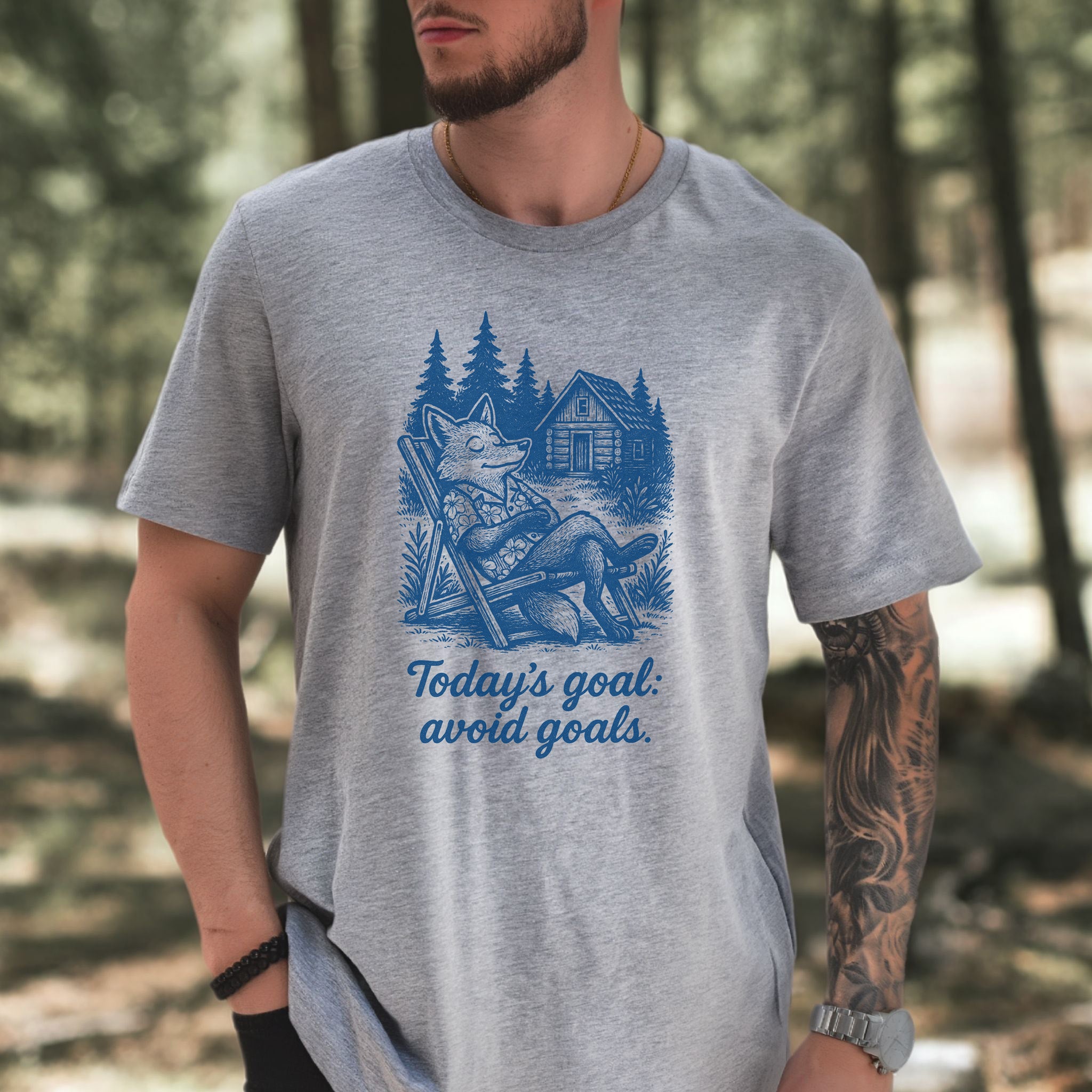 Avoiding Goals Fox Shirt – Funny Cabin Life Hiking Vacation T-Shirt